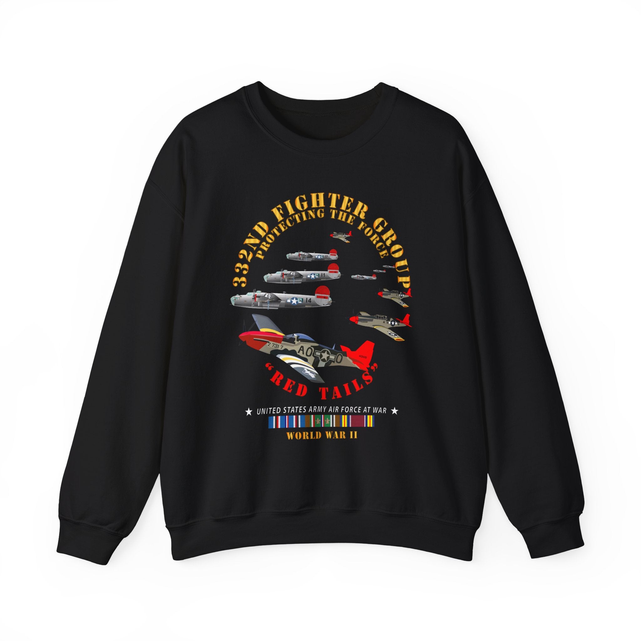 Crewneck Sweatshirt - Army - AAC - 332nd Fighter Group - Red Tails - Protect Force