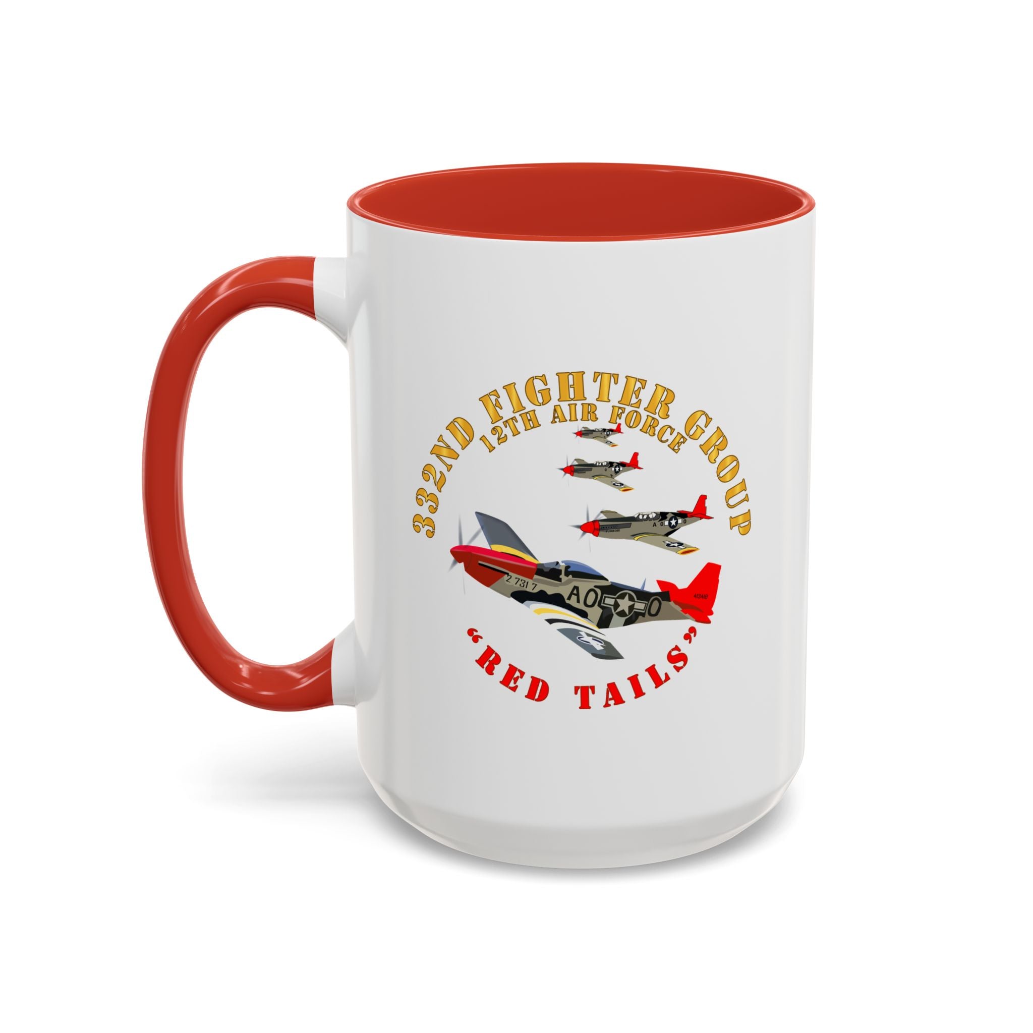 Accent Coffee Mug - Army - AAC - 332nd Fighter Group - 12th AF - Red Tails v1