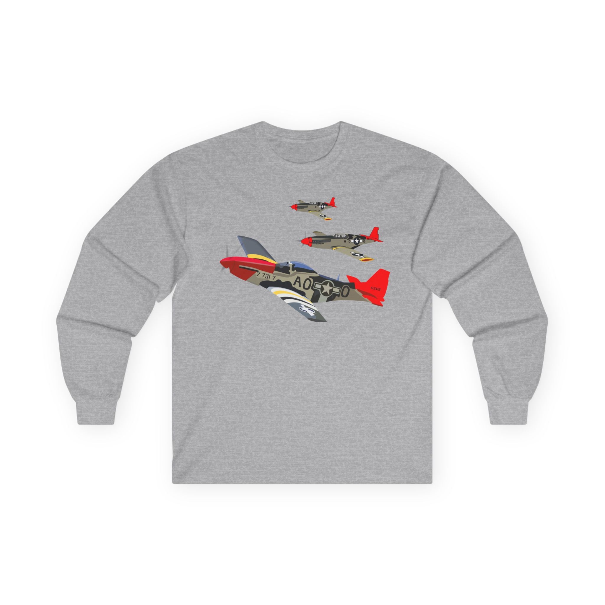 Unisex Long Sleeve Tee - Army - AAC - 332nd Fighter Group - 12th AF - Red Tails wo Txt