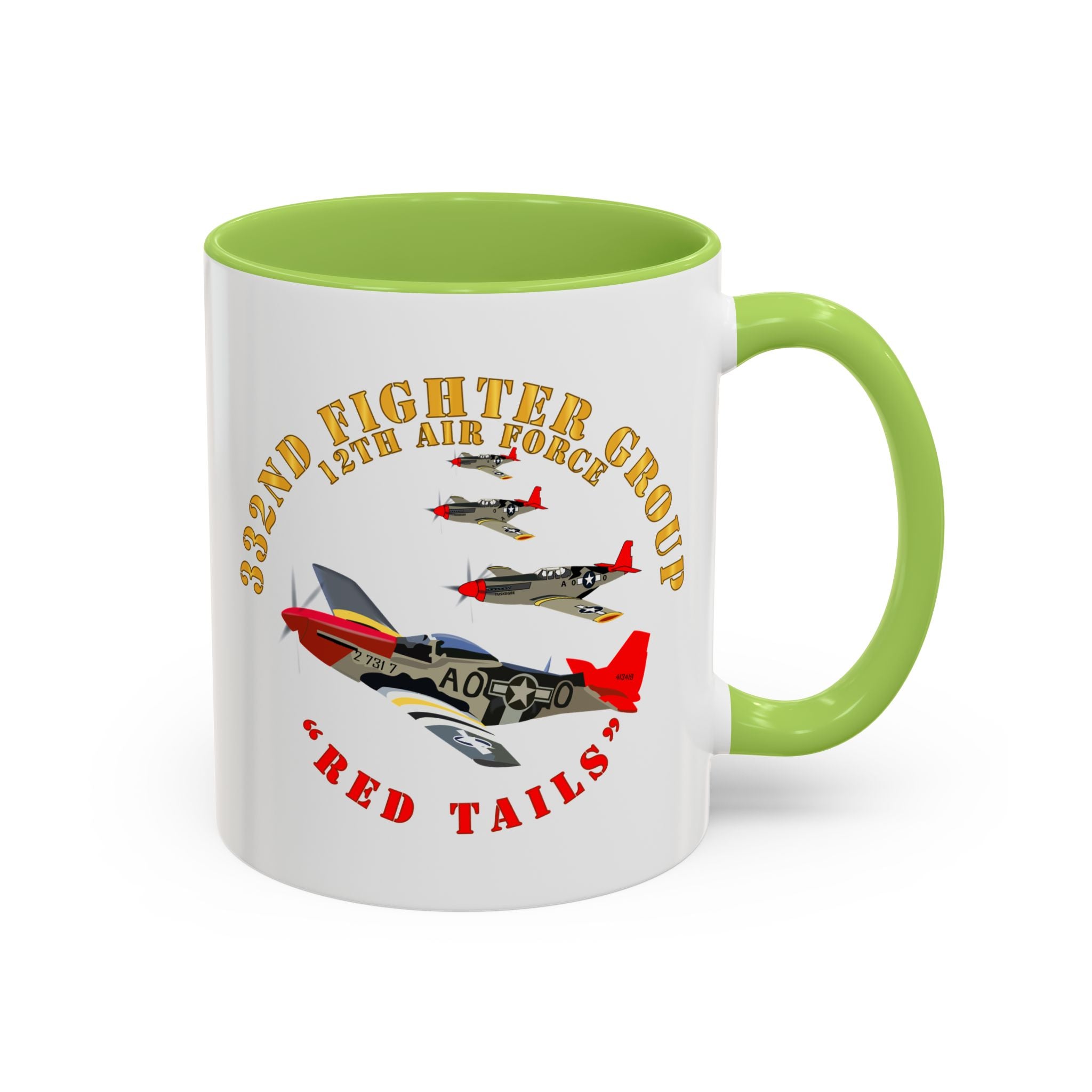 Accent Coffee Mug - Army - AAC - 332nd Fighter Group - 12th AF - Red Tails v1