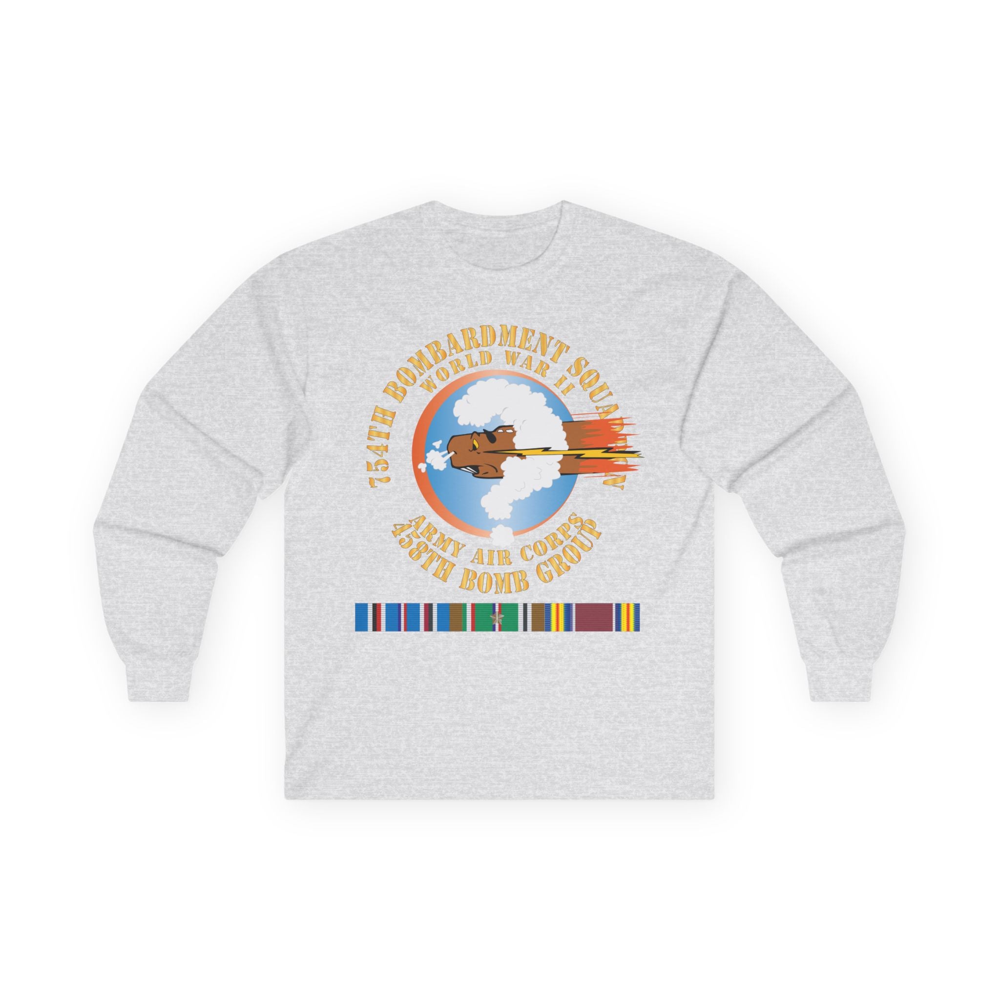 Unisex Long Sleeve Tee - AAC - 754th Bombardment Squadron - 458th Bomb Group - WWII w EUR SVC X 300