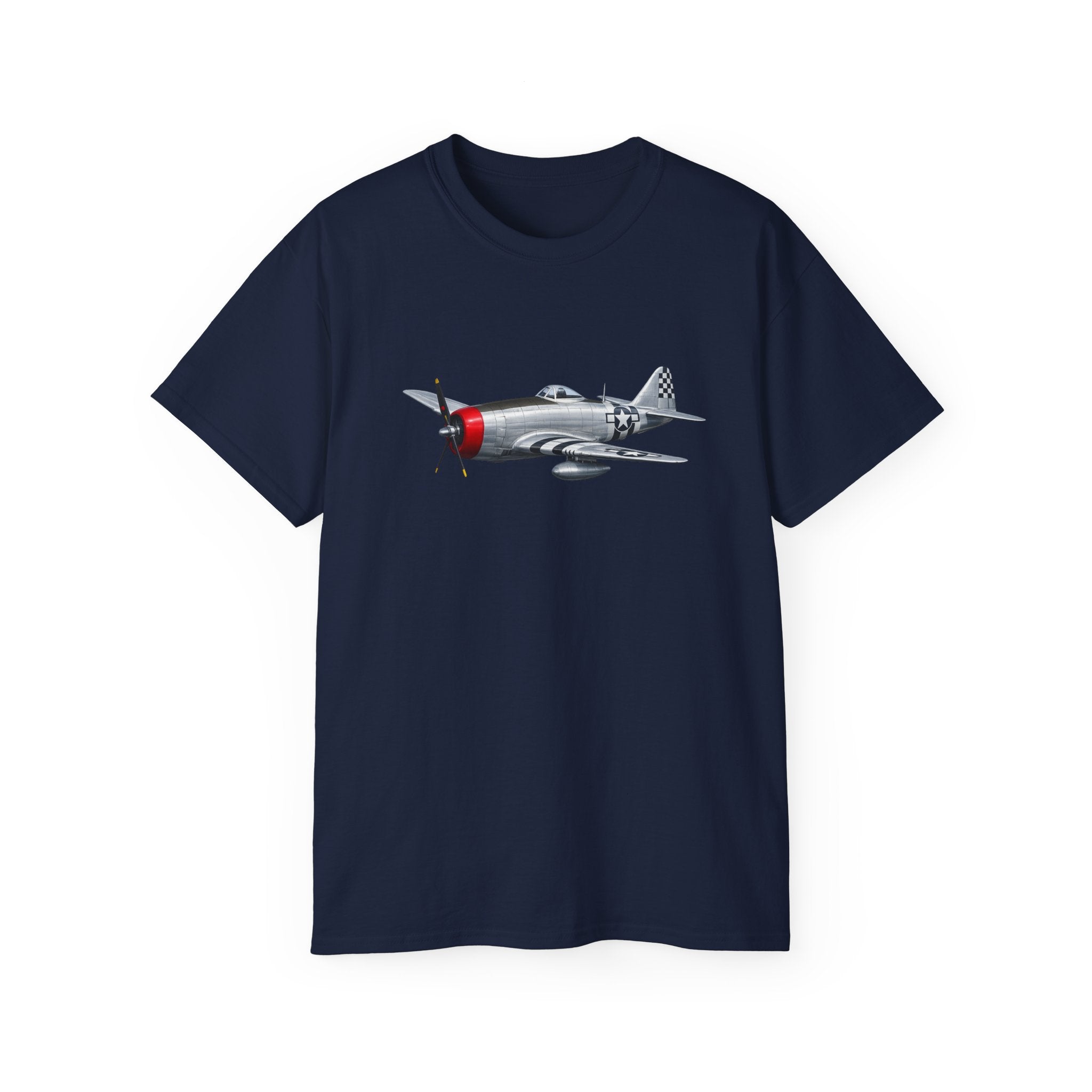 Unisex Ultra Cotton Tee - WWII - Fighter Aircraft - P- 47 thunderbolt - Profile - Three-Quarter Front