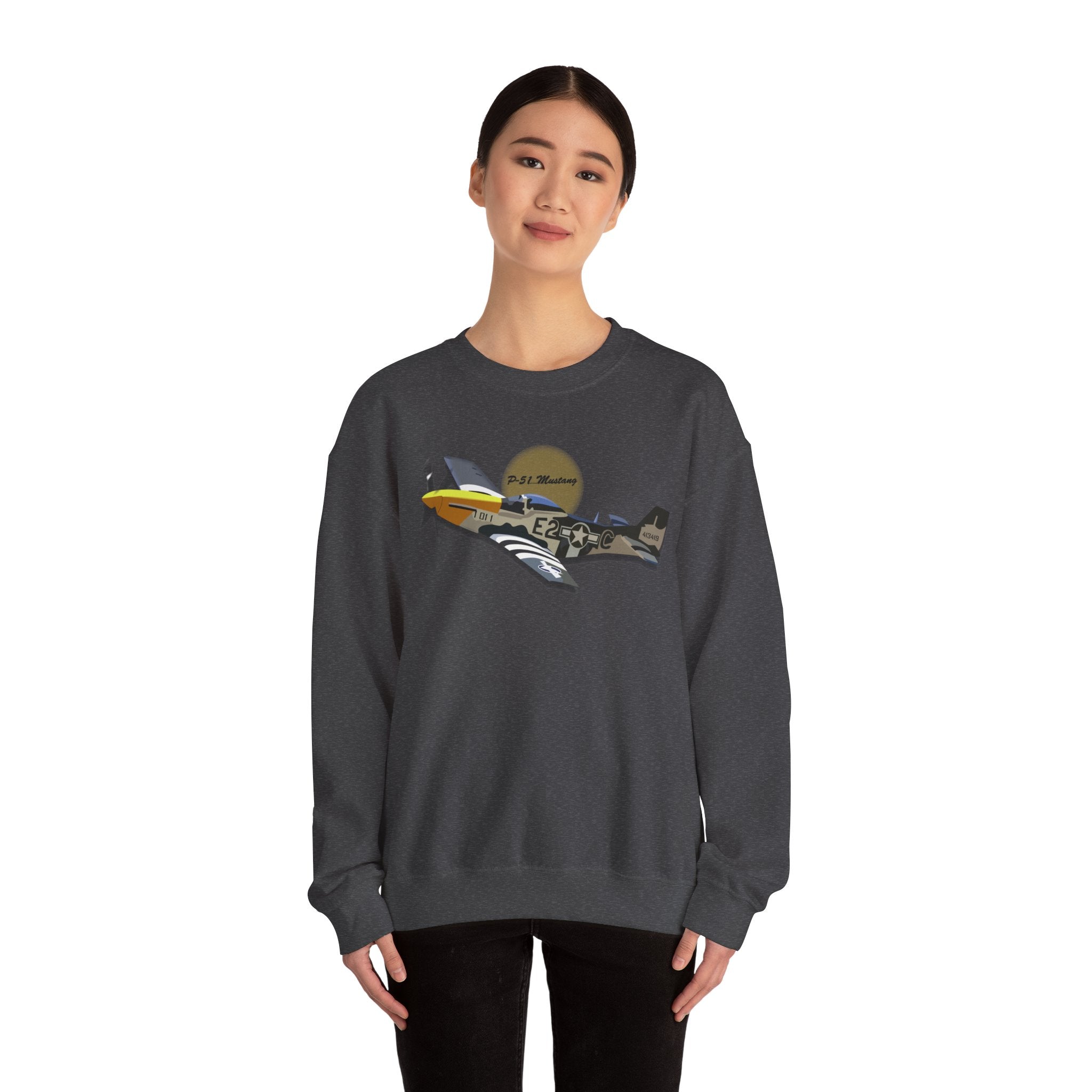 Crewneck Sweatshirt - Army Air Corps P-51 Mustang wo AAC X 300