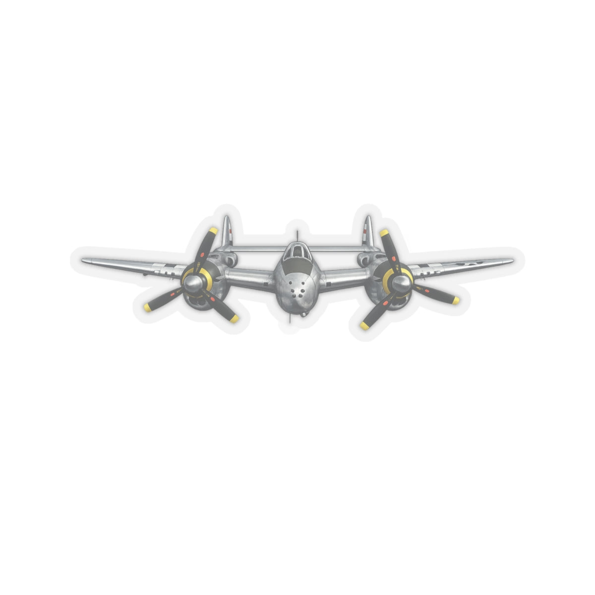 Kiss-Cut Stickers - WWII - Fighter Aircraft - P-38 Lightning - Profile - Head On