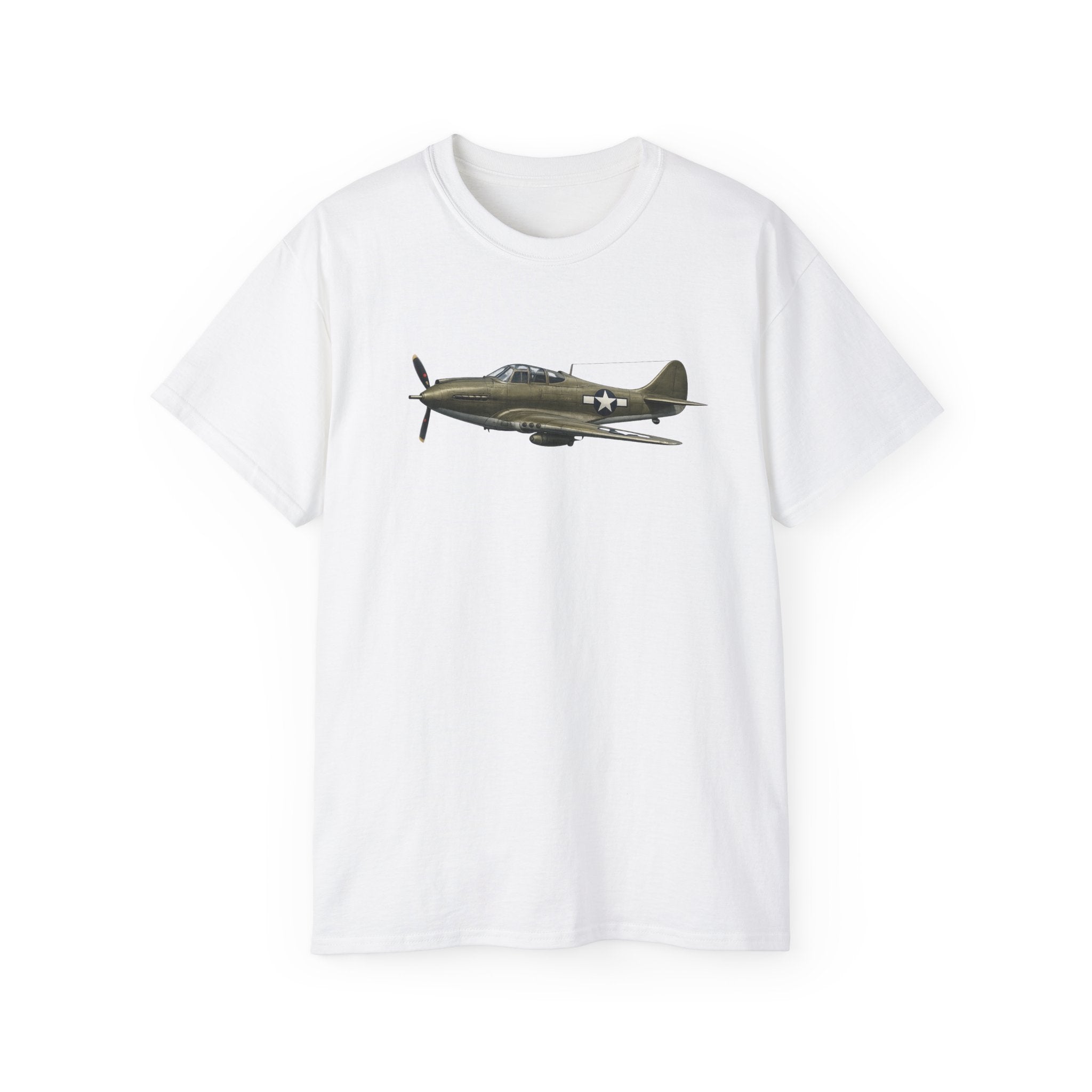 Unisex Ultra Cotton Tee - WWII - Fighter Aircraft - P-39 Airacobra - Profile - Left