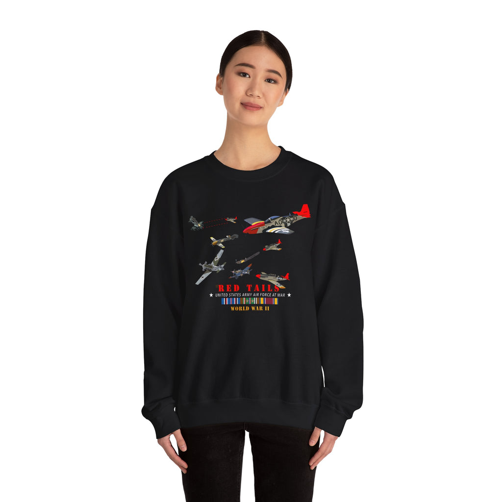 Crewneck Sweatshirt - Army - AAC - 332nd Fighter Group - Red Tails - At War