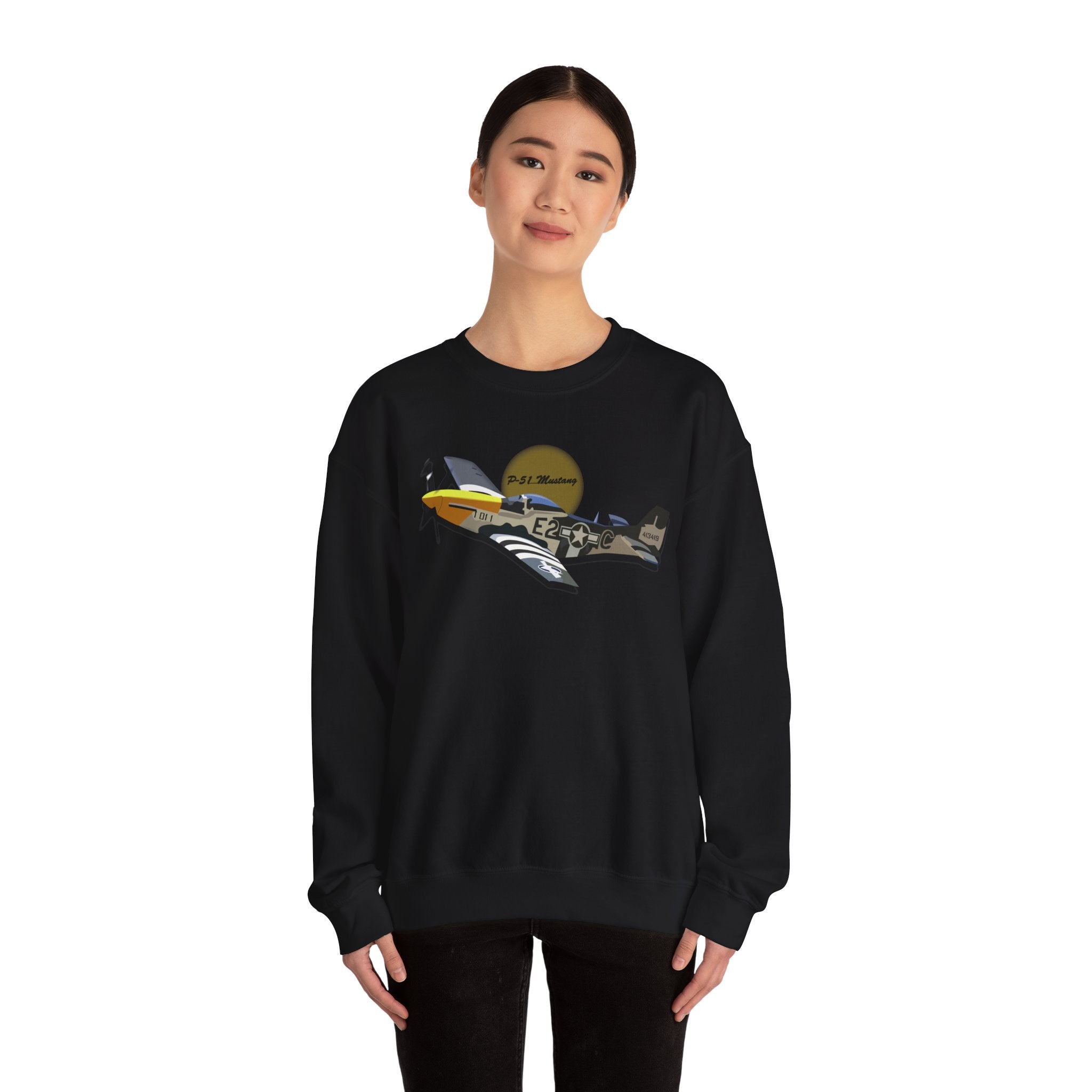 Crewneck Sweatshirt - Army Air Corps P-51 Mustang wo AAC X 300