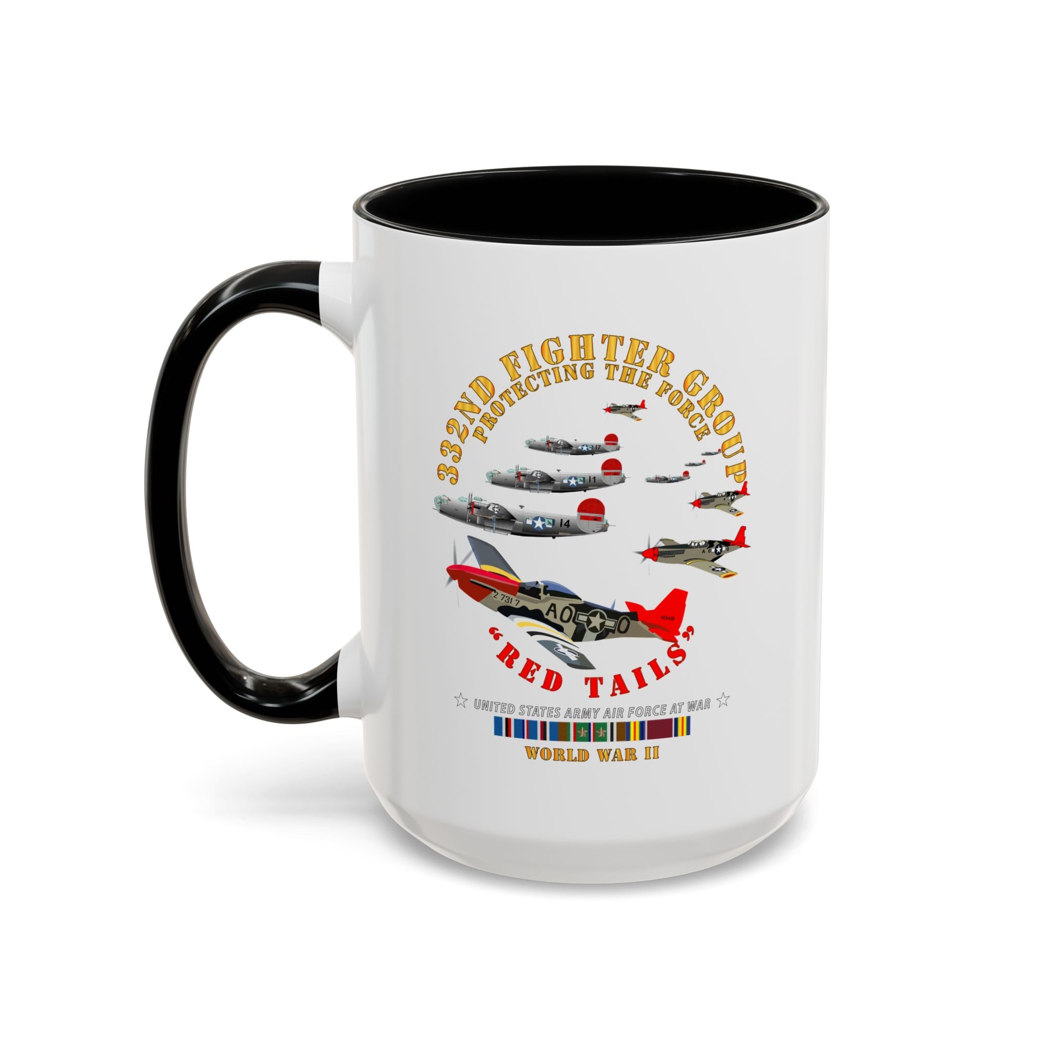Accent Coffee Mug - Army - AAC - 332nd Fighter Group - Red Tails - Protect Force