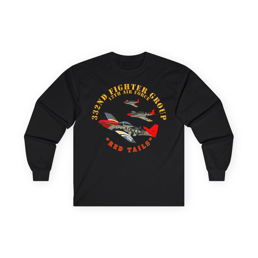 Unisex Long Sleeve Tee - Army - AAC - 332nd Fighter Group - 12th AF - Red Tails
