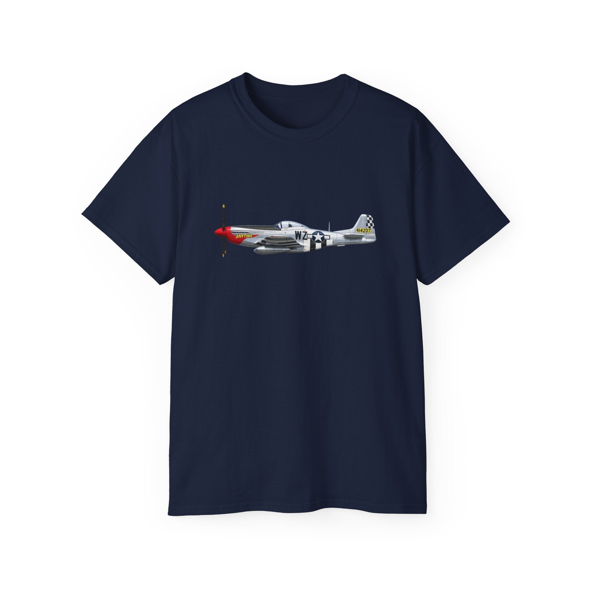 Unisex Ultra Cotton Tee - WWII - Fighter Aircraft - P- 51 Mustang - Profile - Left