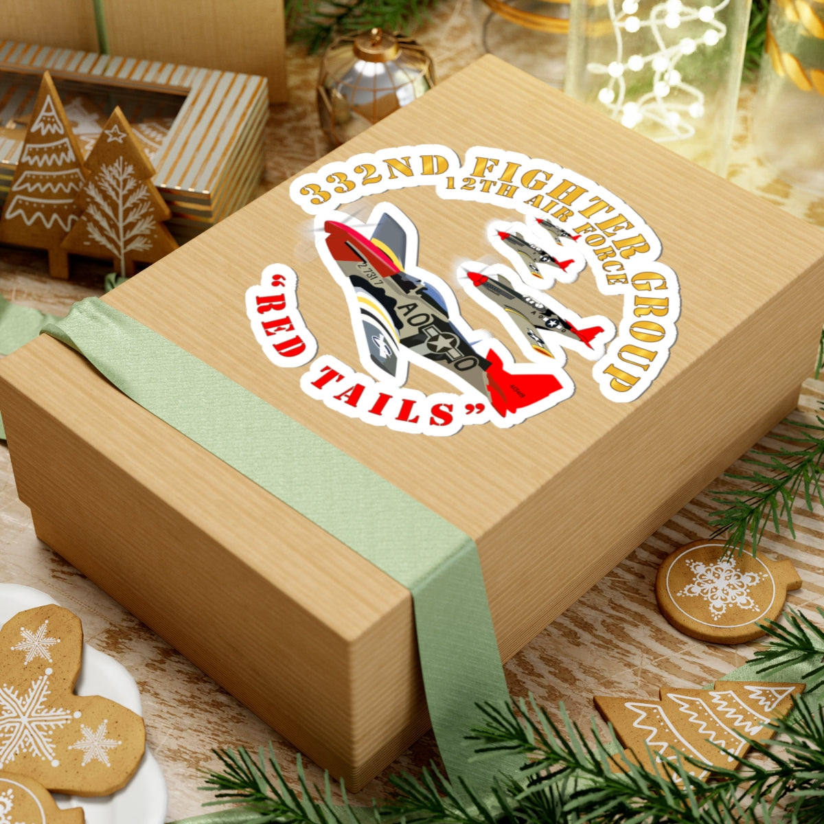 Kiss-Cut Stickers - Army - AAC - 332nd Fighter Group - 12th AF - Red Tails v1