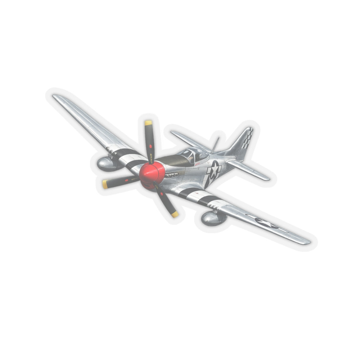 Kiss-Cut Stickers - WWII - Fighter Aircraft - P- 51 Mustang - Profile - Banking Turn