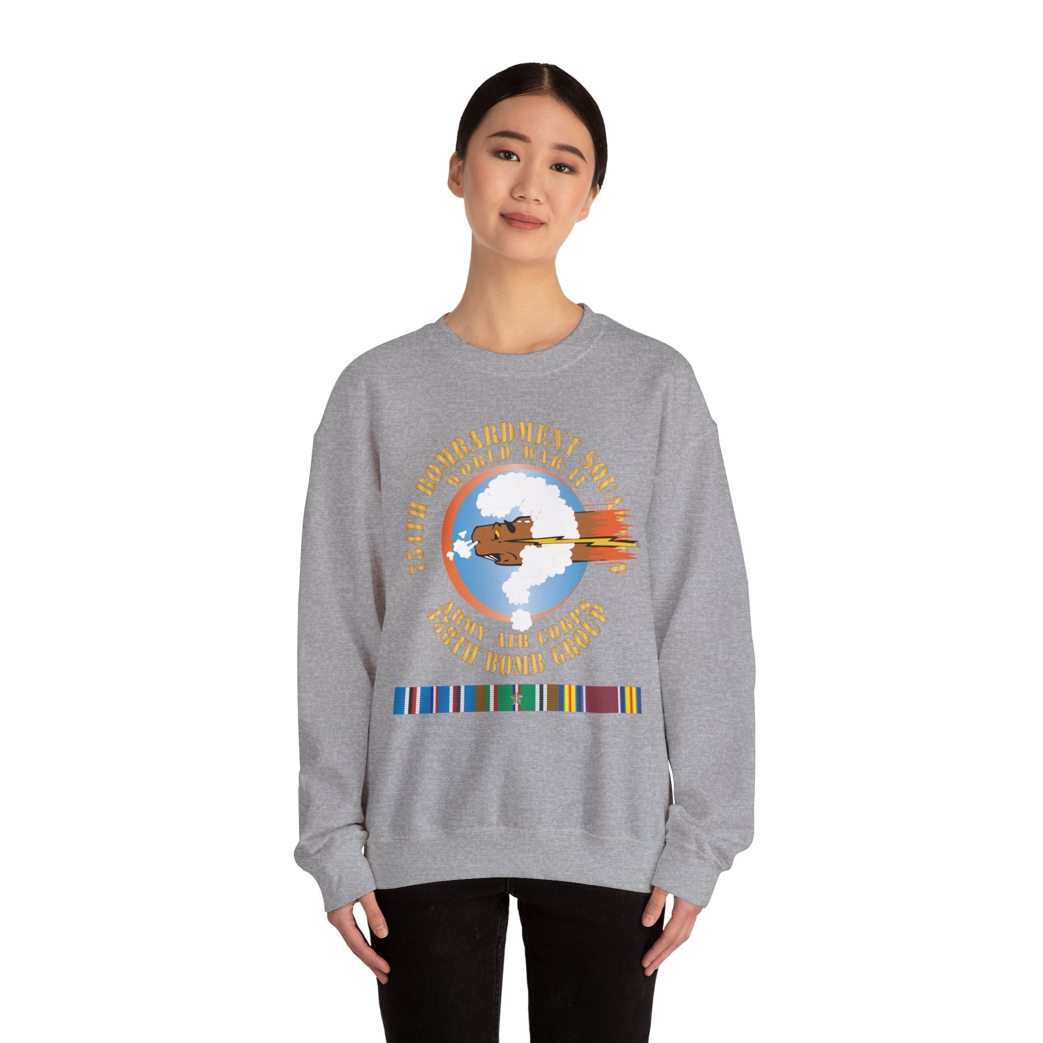 Crewneck Sweatshirt - AAC - 754th Bombardment Squadron - 458th Bomb Group - WWII w EUR SVC X 300