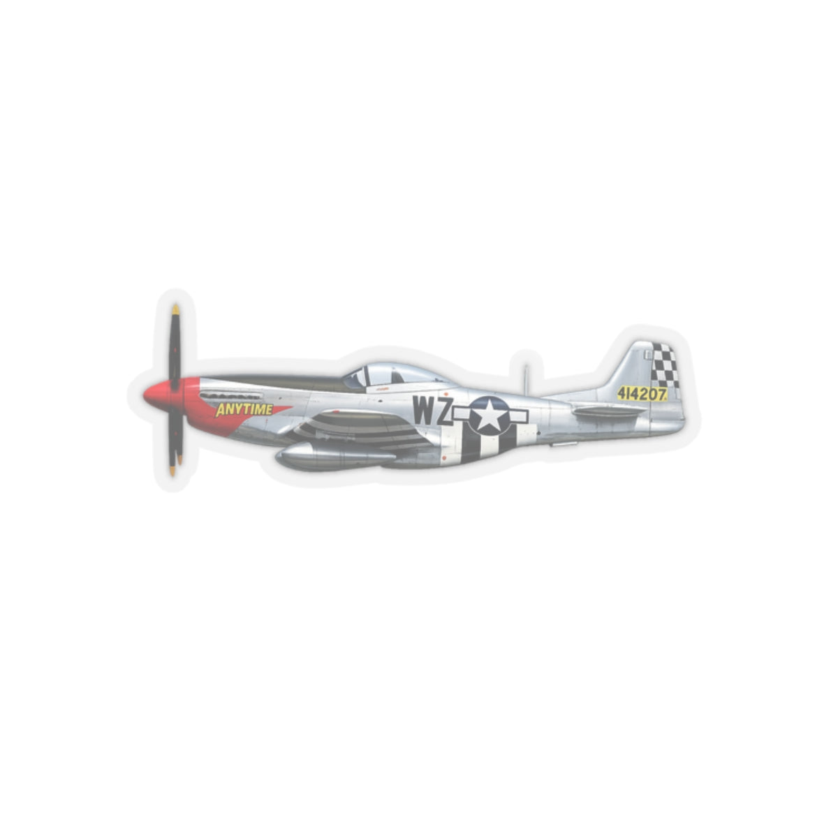 Kiss-Cut Stickers - WWII - Fighter Aircraft - P- 51 Mustang - Profile - Left