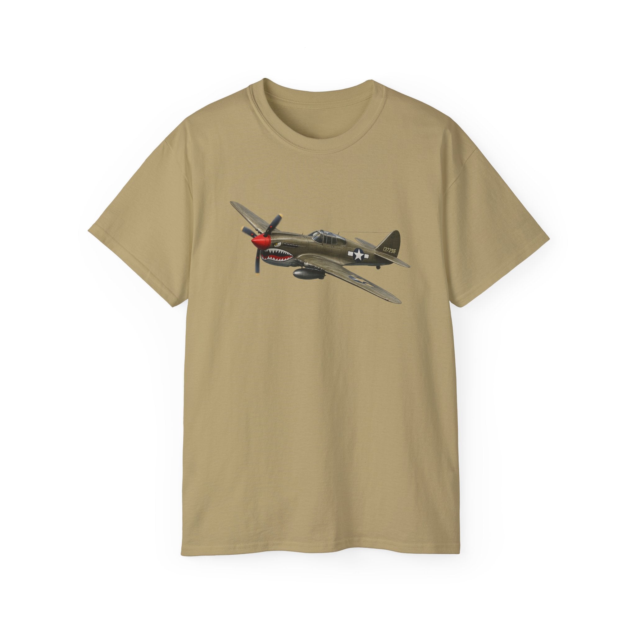Unisex Ultra Cotton Tee - WWII - Fighter Aircraft - P-40 Warhawk - Profile - Banking Turn