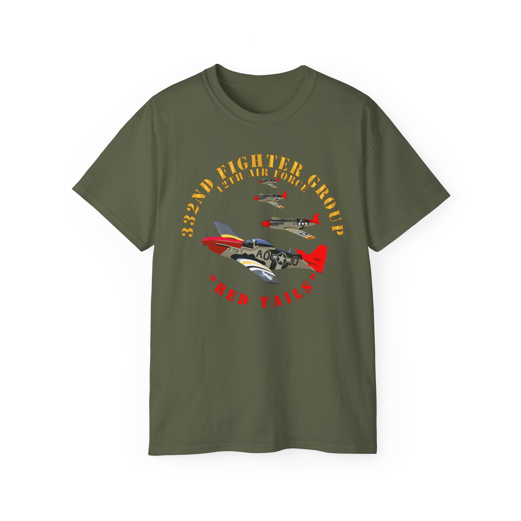 Unisex Ultra Cotton Tee - Army - AAC - 332nd Fighter Group - 12th AF - Red Tails v1