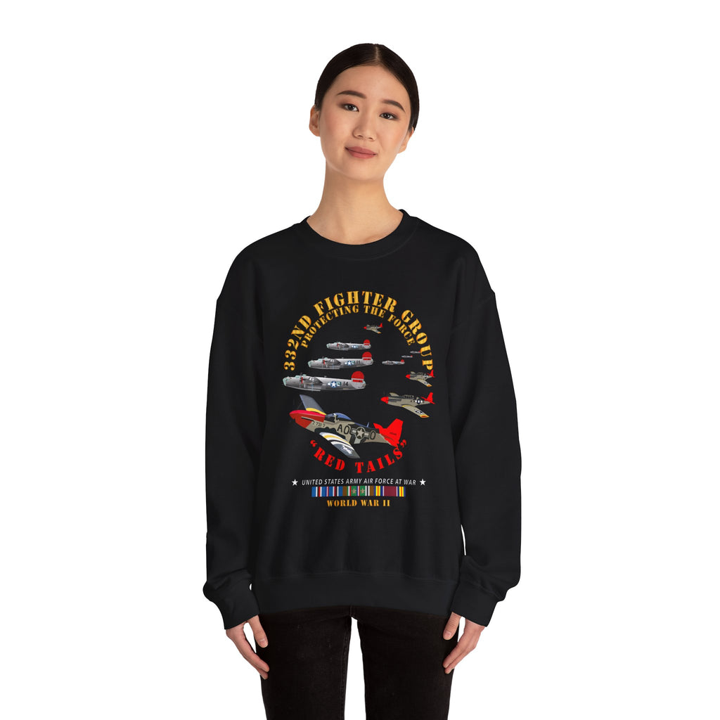 Crewneck Sweatshirt - Army - AAC - 332nd Fighter Group - Red Tails - Protect Force