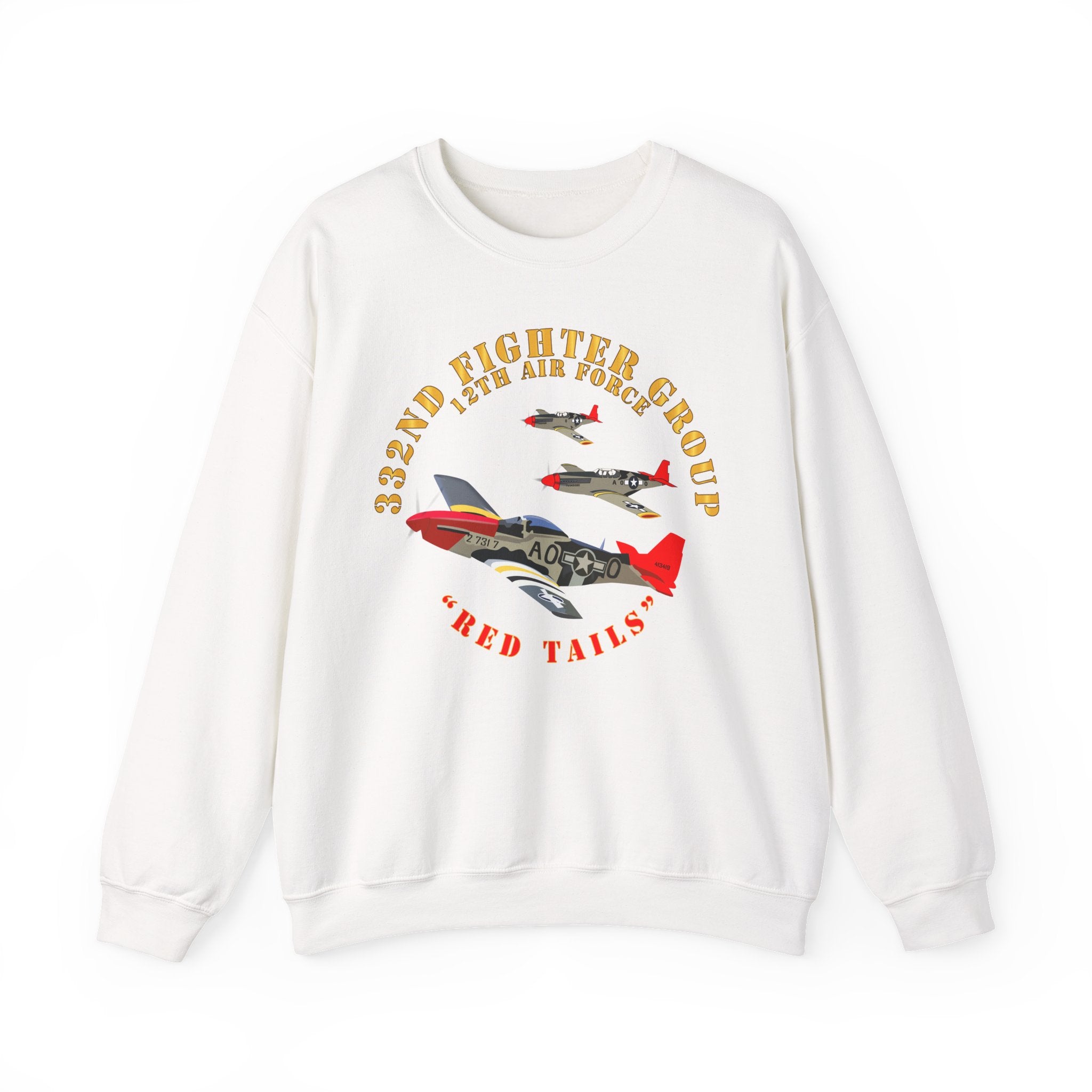 Crewneck Sweatshirt - Army - AAC - 332nd Fighter Group - 12th AF - Red Tails