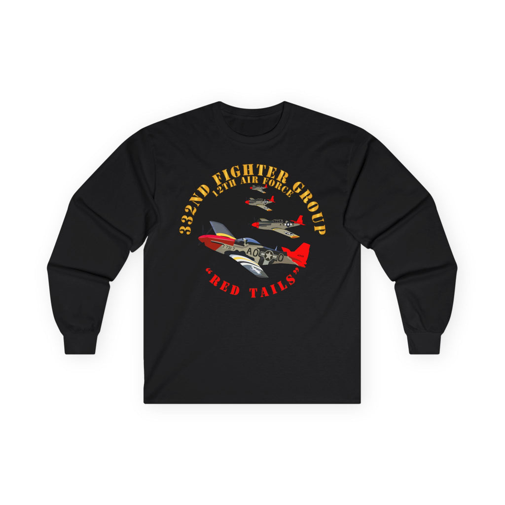 Unisex Long Sleeve Tee - Army - AAC - 332nd Fighter Group - 12th AF - Red Tails v1