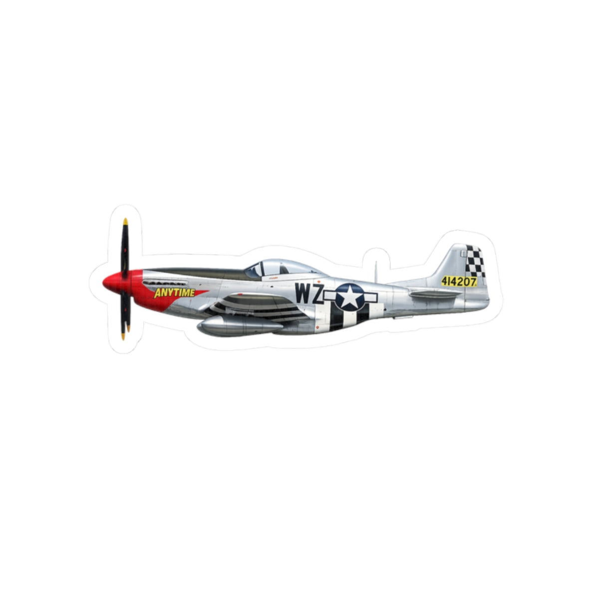 Kiss-Cut Stickers - WWII - Fighter Aircraft - P- 51 Mustang - Profile - Left