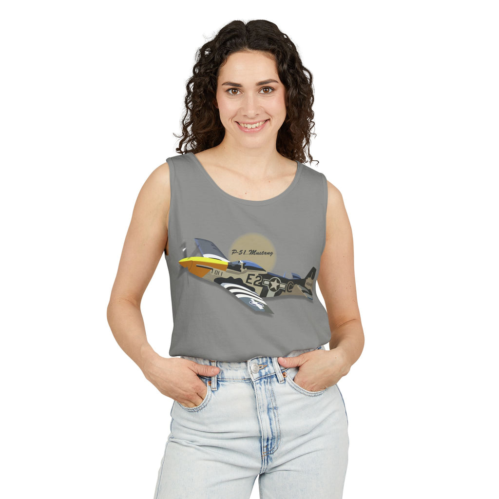 Unisex Garment-Dyed Tank Top - Army Air Corps P-51 Mustang wo AAC X 300