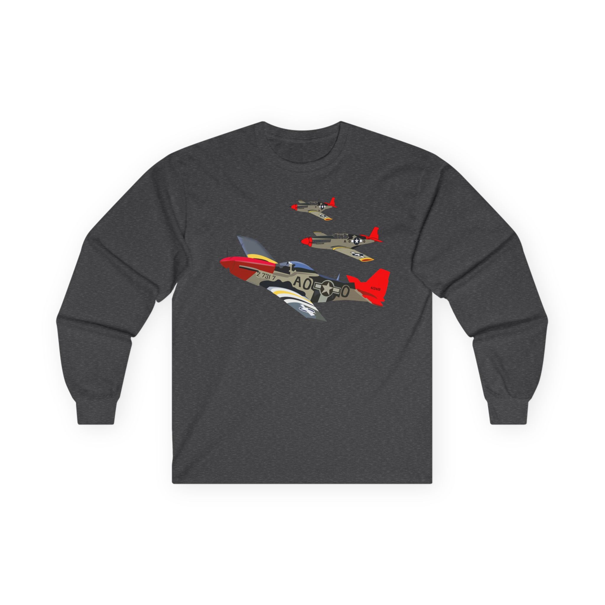 Unisex Long Sleeve Tee - Army - AAC - 332nd Fighter Group - 12th AF - Red Tails wo Txt