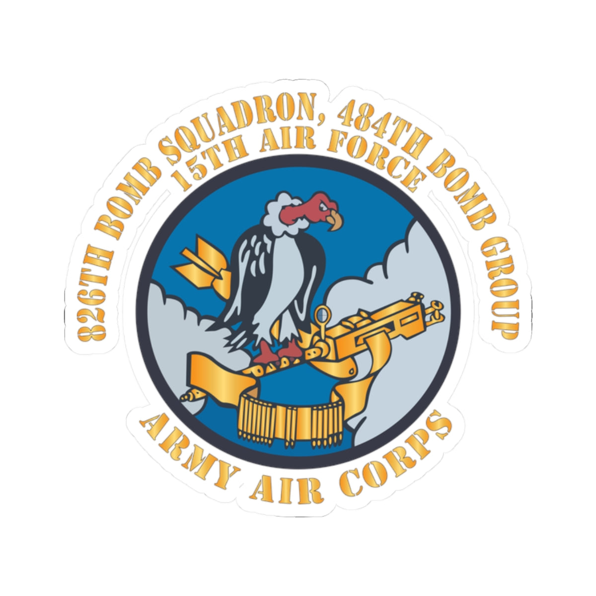 Kiss-Cut Stickers - AAC - 826th Bomb Squadron, 484th Bomb Group - 15th AAF X 300