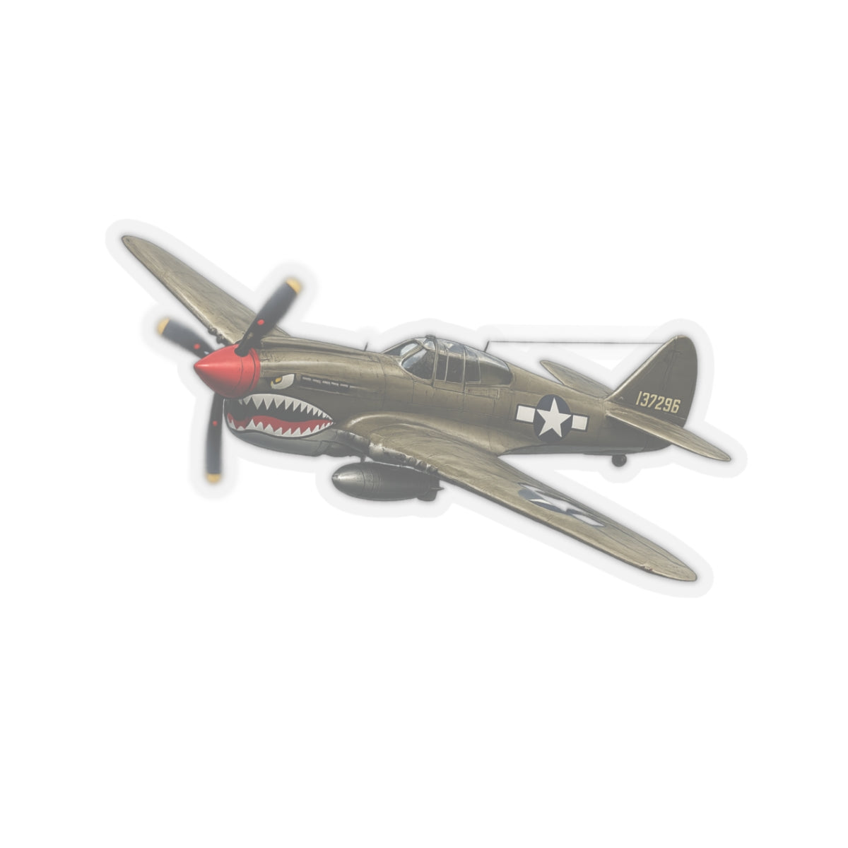 Kiss-Cut Stickers - WWII - Fighter Aircraft - P-40 Warhawk - Profile - Banking Turn