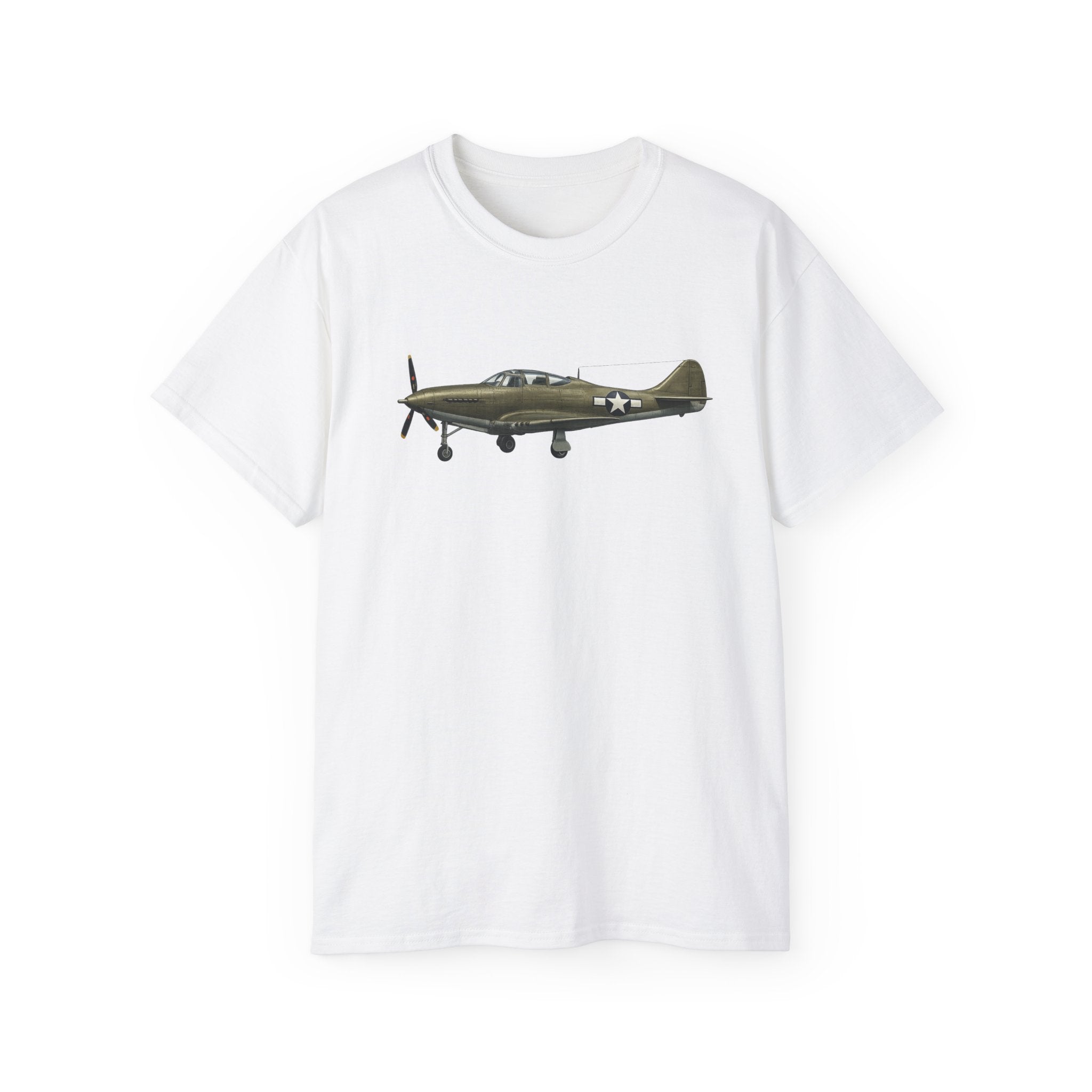 Unisex Ultra Cotton Tee - WWII - Fighter Aircraft - P-63 Kingcobra - Profile - Left