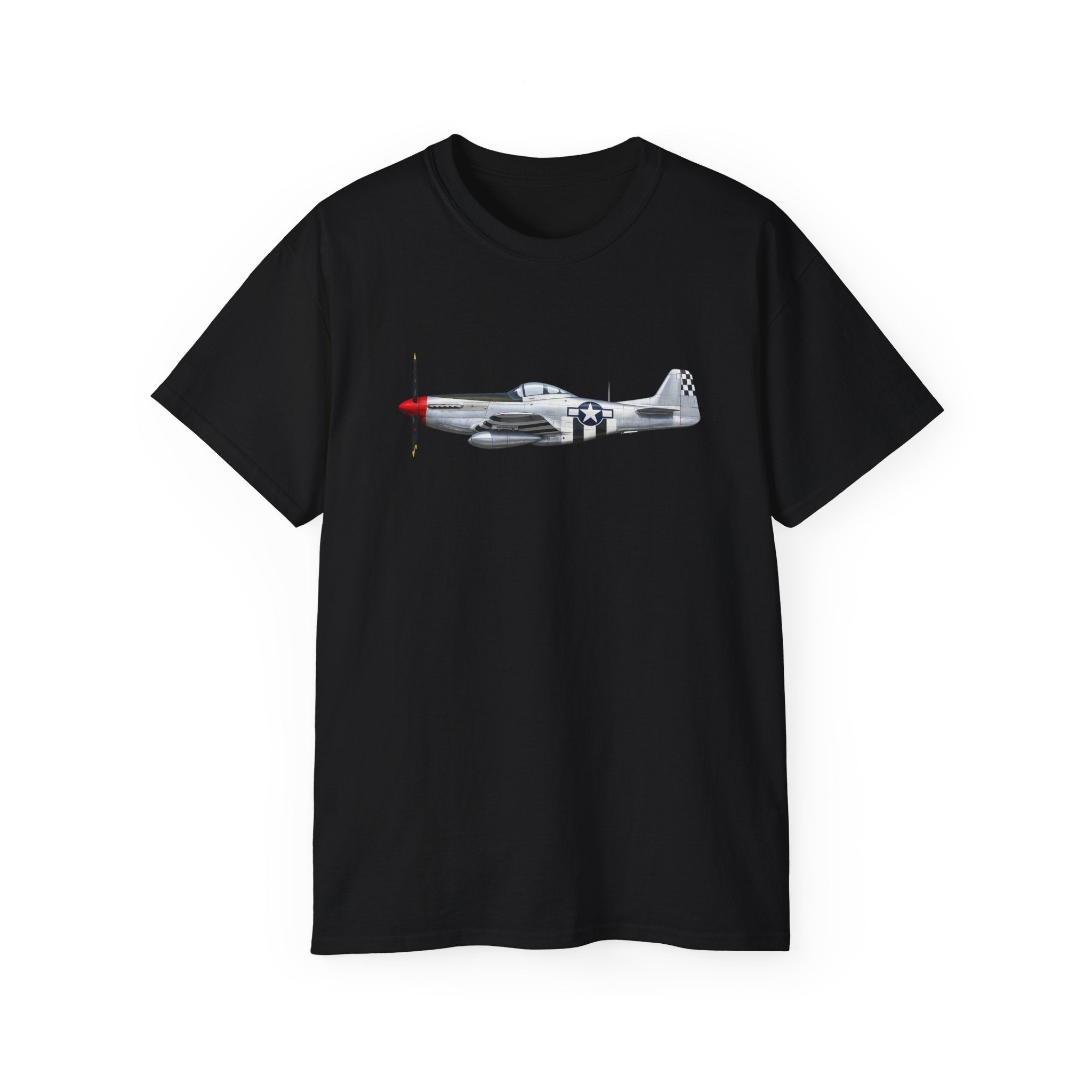 Unisex Ultra Cotton Tee - WWII - Fighter Aircraft - P- 51 Mustang - Profile - Right
