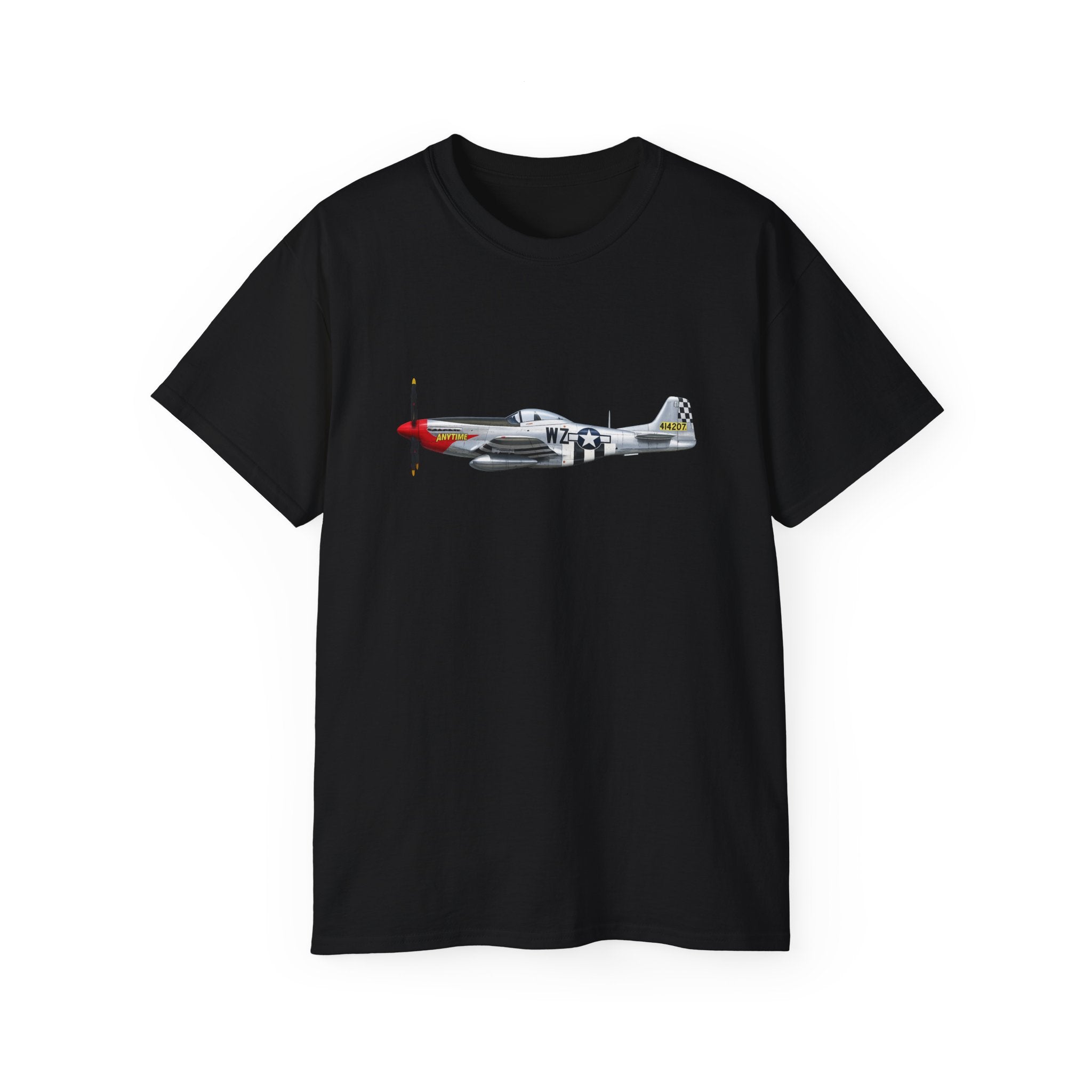 Unisex Ultra Cotton Tee - WWII - Fighter Aircraft - P- 51 Mustang - Profile - Left