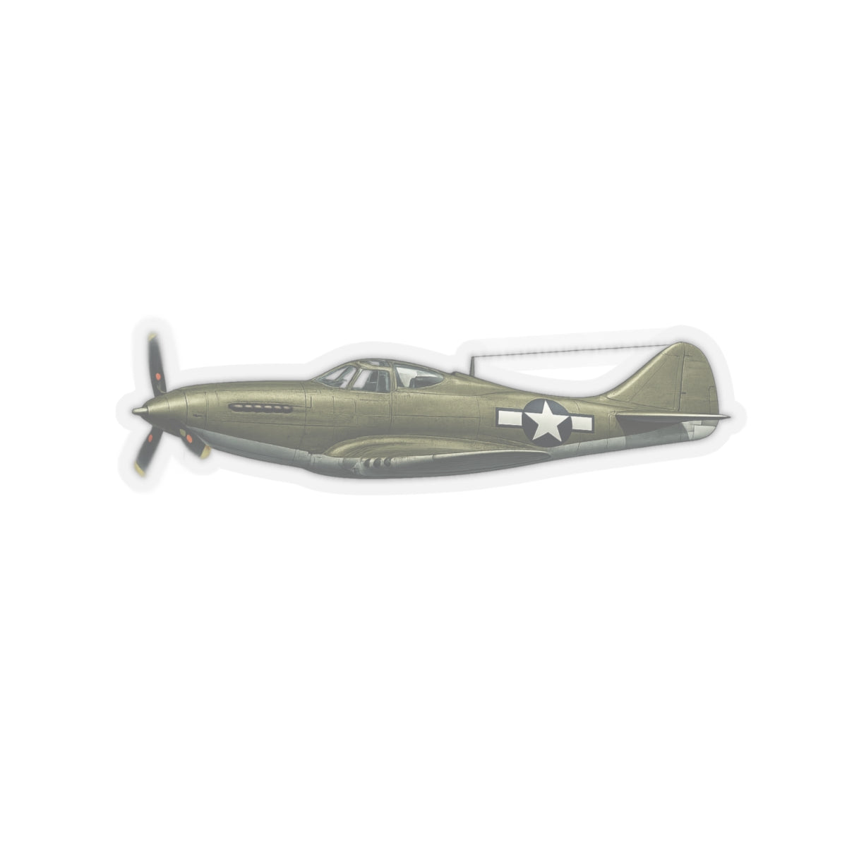 Kiss-Cut Stickers - WWII - Fighter Aircraft - P-63 Kingcobra - Profile - Left - In-Flight