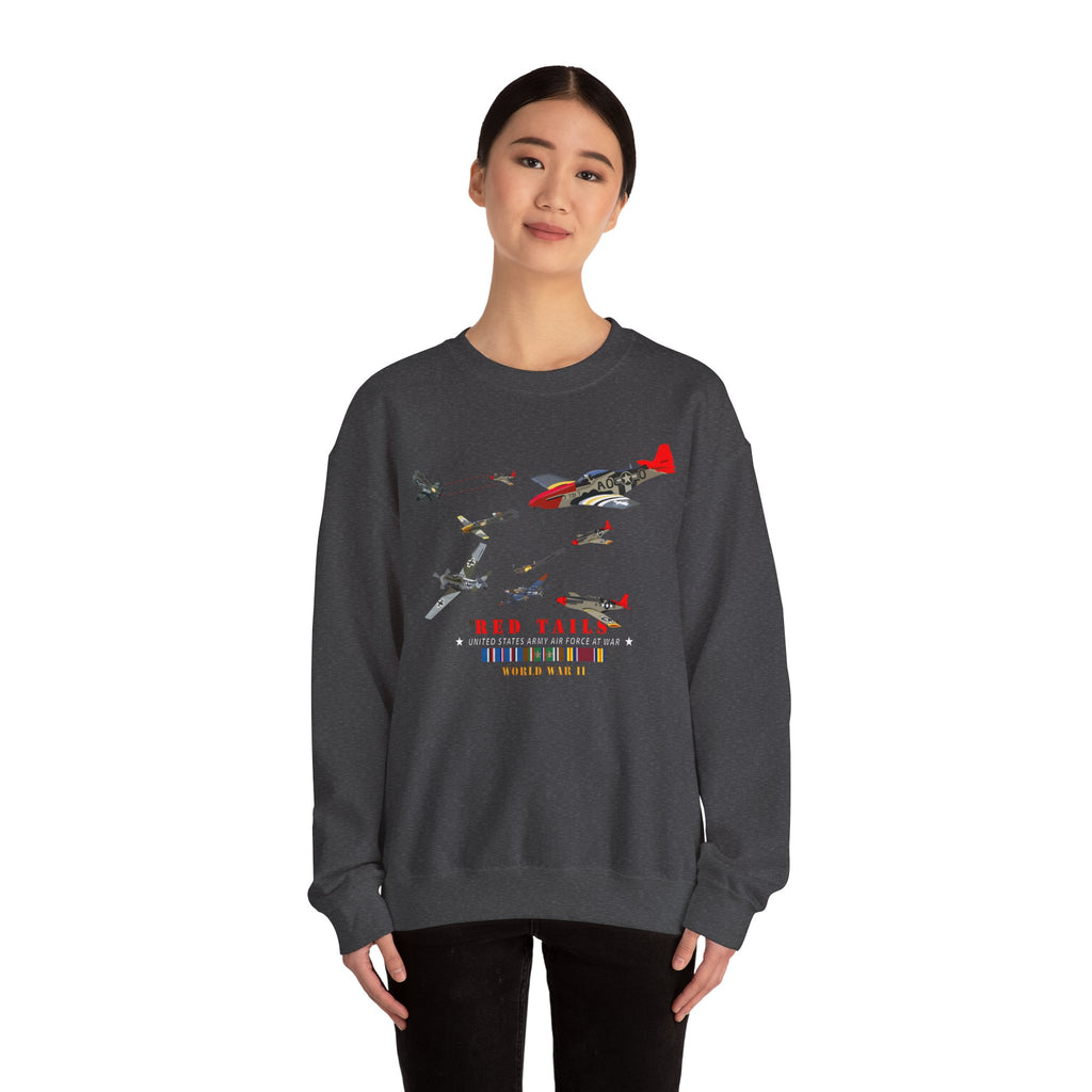 Crewneck Sweatshirt - Army - AAC - 332nd Fighter Group - Red Tails - At War