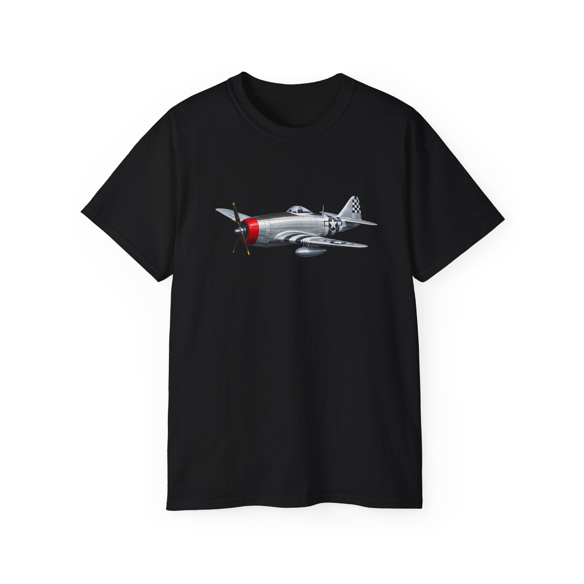 Unisex Ultra Cotton Tee - WWII - Fighter Aircraft - P- 47 thunderbolt - Profile - Three-Quarter Front