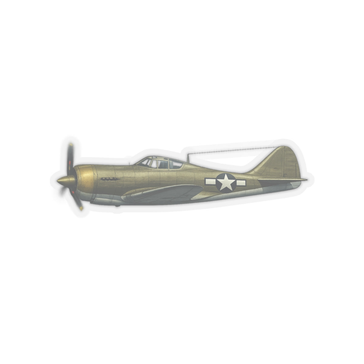 Kiss-Cut Stickers - WWII - Fighter Aircraft - P-36 Hawk - Profile - Left - Inflight
