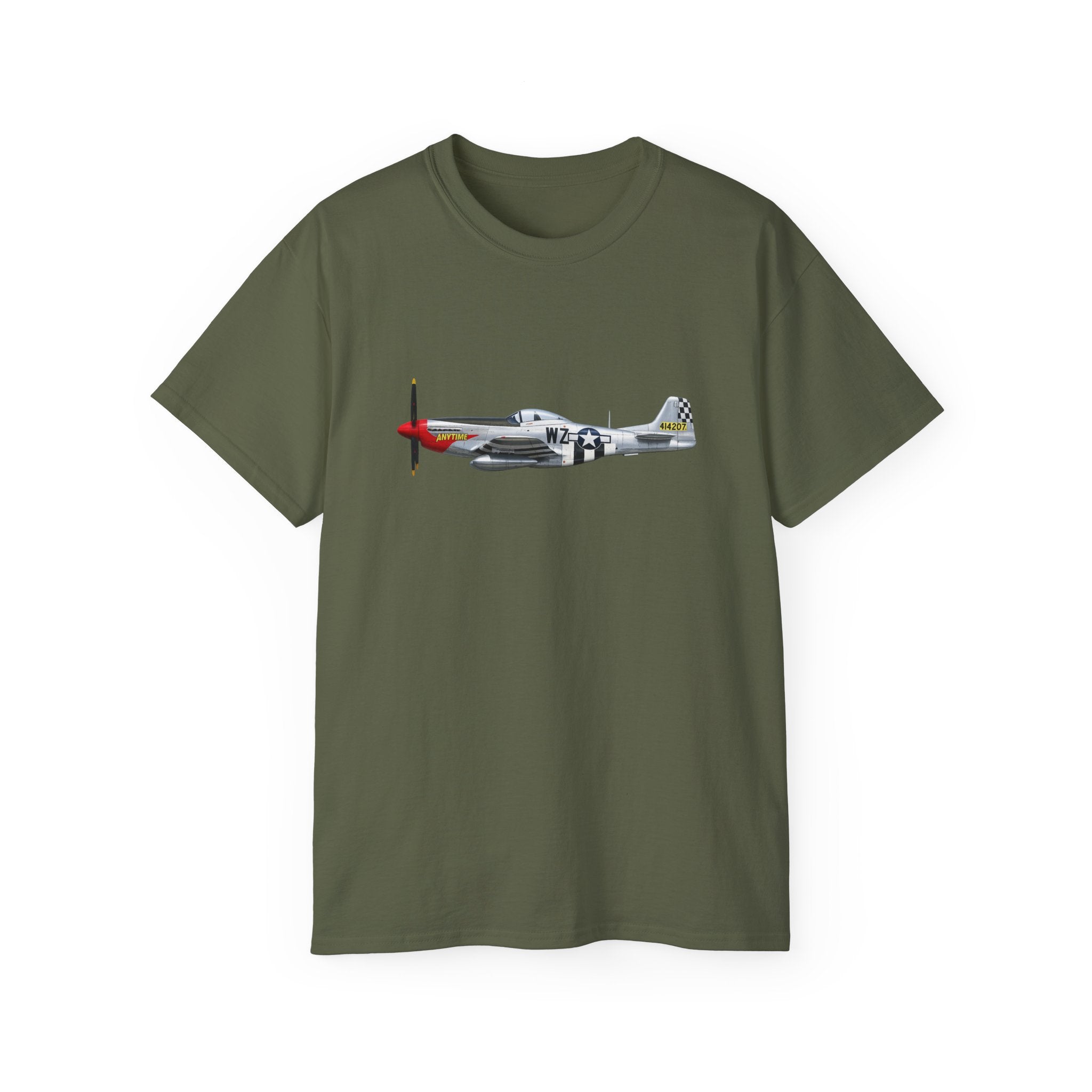 Unisex Ultra Cotton Tee - WWII - Fighter Aircraft - P- 51 Mustang - Profile - Left