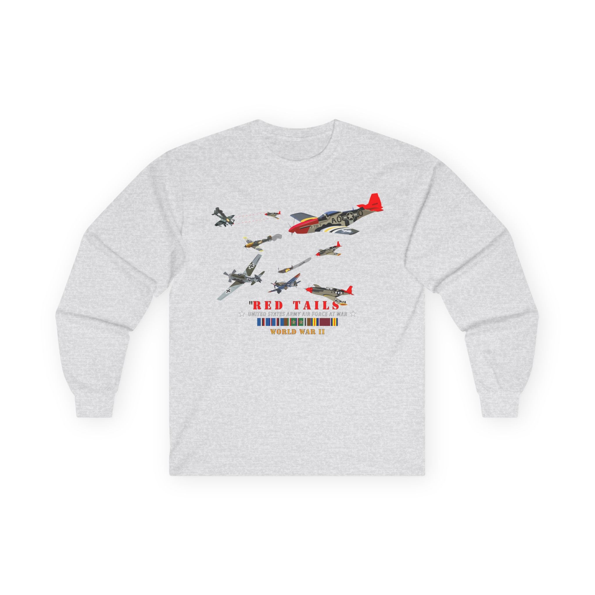 Unisex Long Sleeve Tee - Army - AAC - 332nd Fighter Group - Red Tails - At War