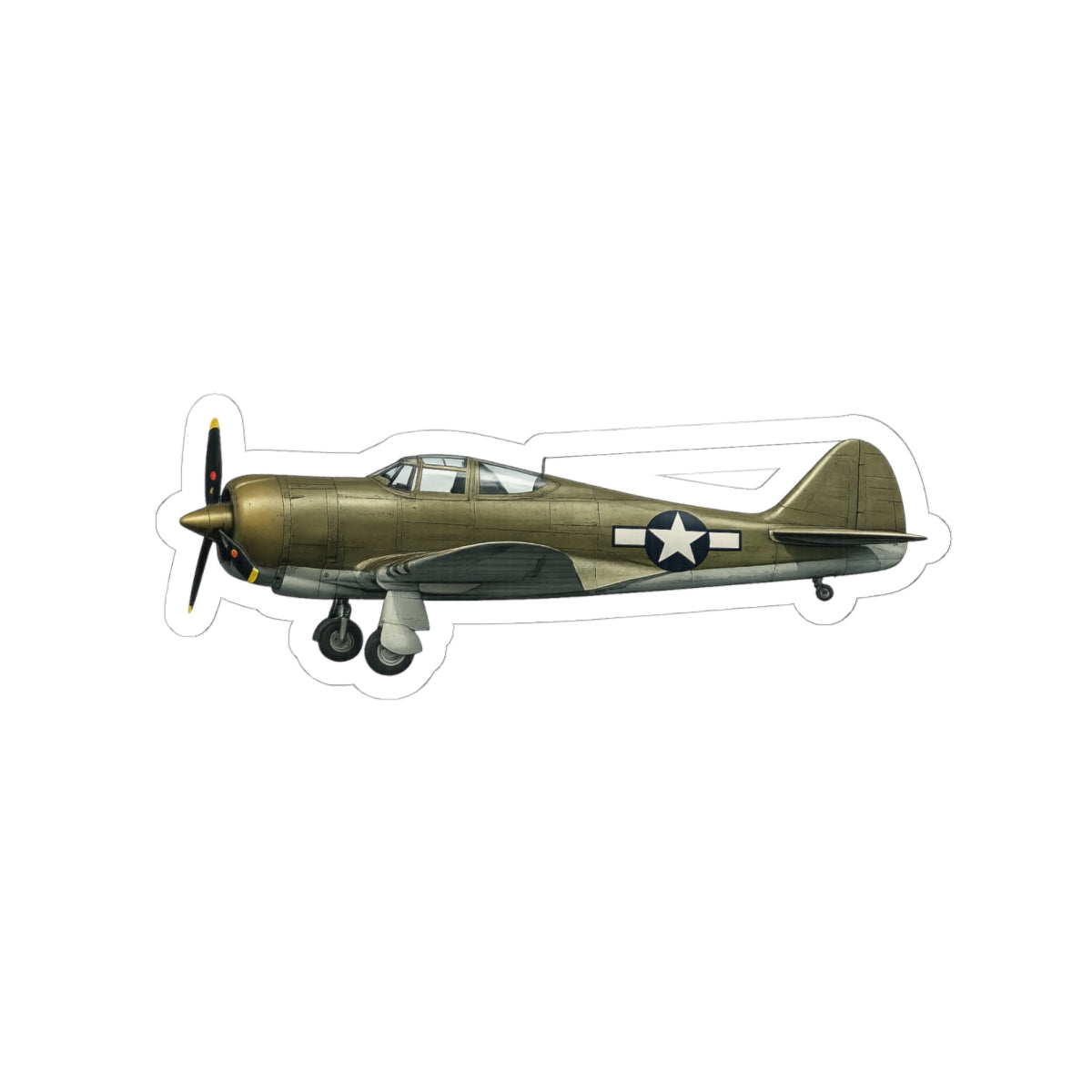 Kiss-Cut Stickers - WWII - Fighter Aircraft - P-36 Hawk - Profile - Left