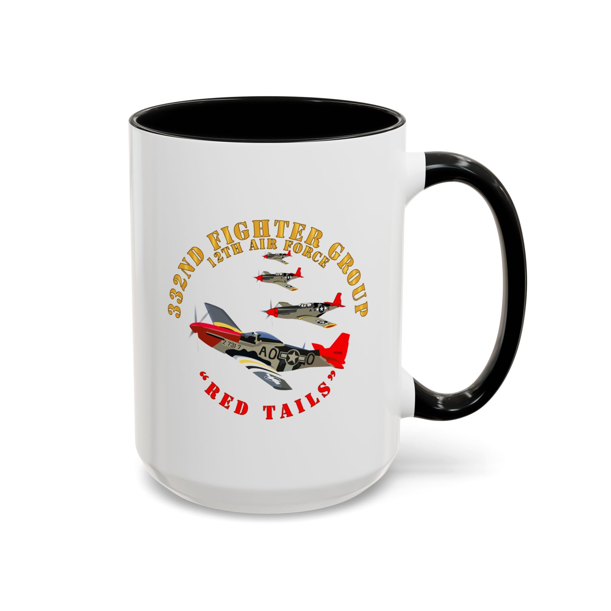 Accent Coffee Mug - Army - AAC - 332nd Fighter Group - 12th AF - Red Tails v1