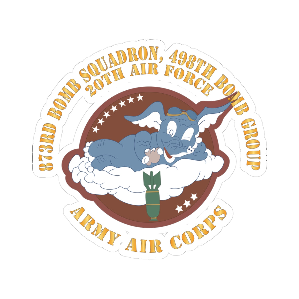 Kiss-Cut Stickers - AAC - 873rd Bomb Squadron, 498th Bomb Group - 20th AAF X 300