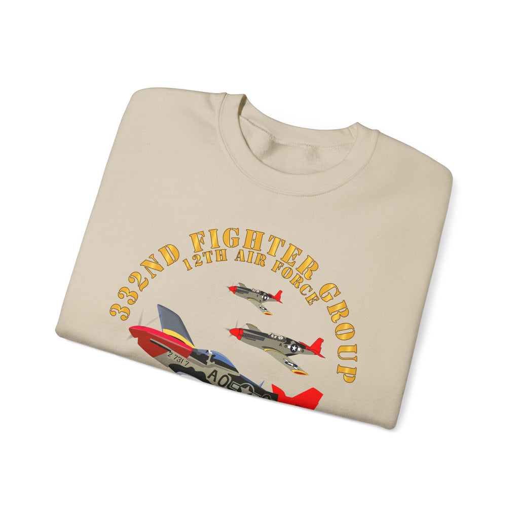 Crewneck Sweatshirt - Army - AAC - 332nd Fighter Group - 12th AF - Red Tails