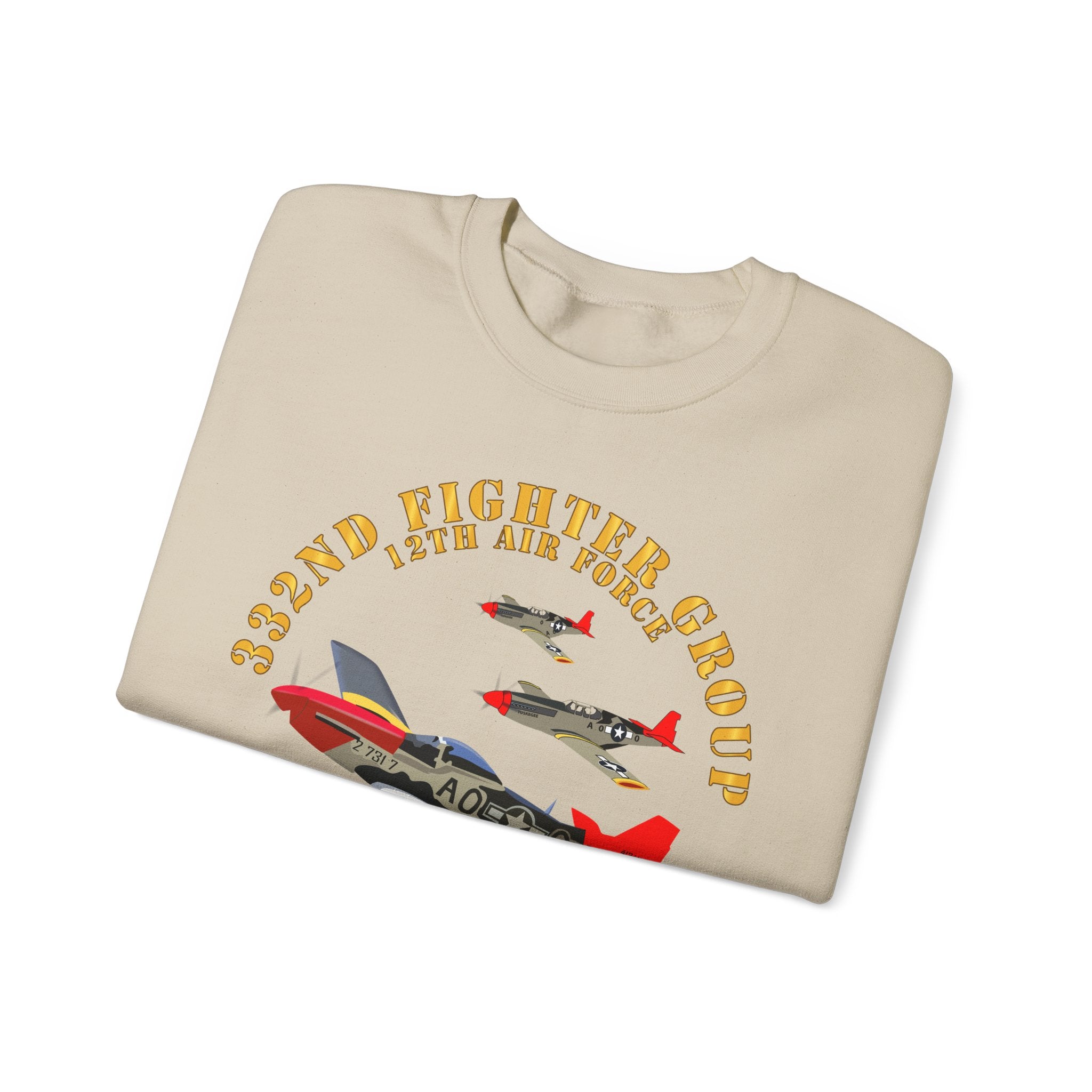 Crewneck Sweatshirt - Army - AAC - 332nd Fighter Group - 12th AF - Red Tails
