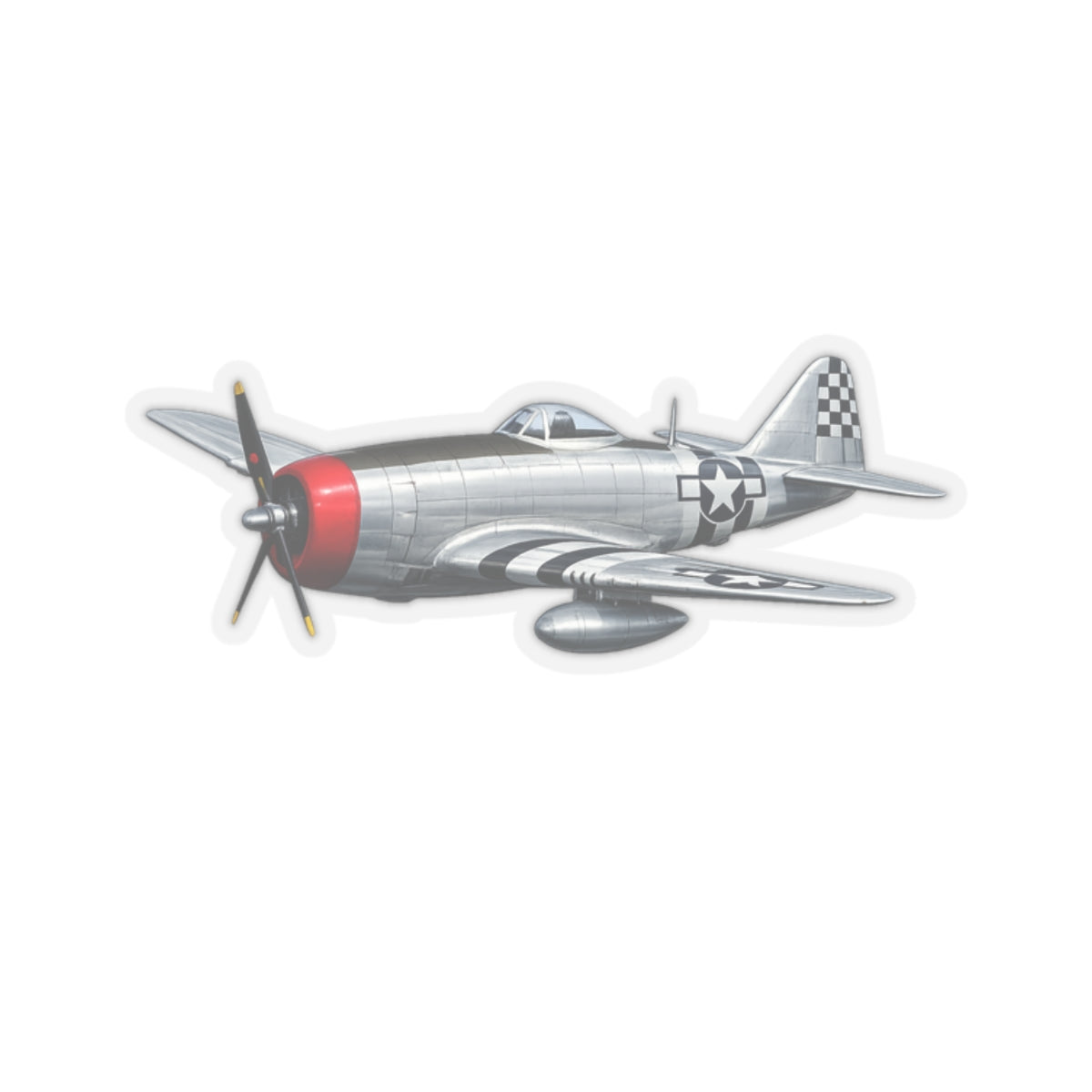 Kiss-Cut Stickers - WWII - Fighter Aircraft - P- 47 thunderbolt - Profile - Three-Quarter Front