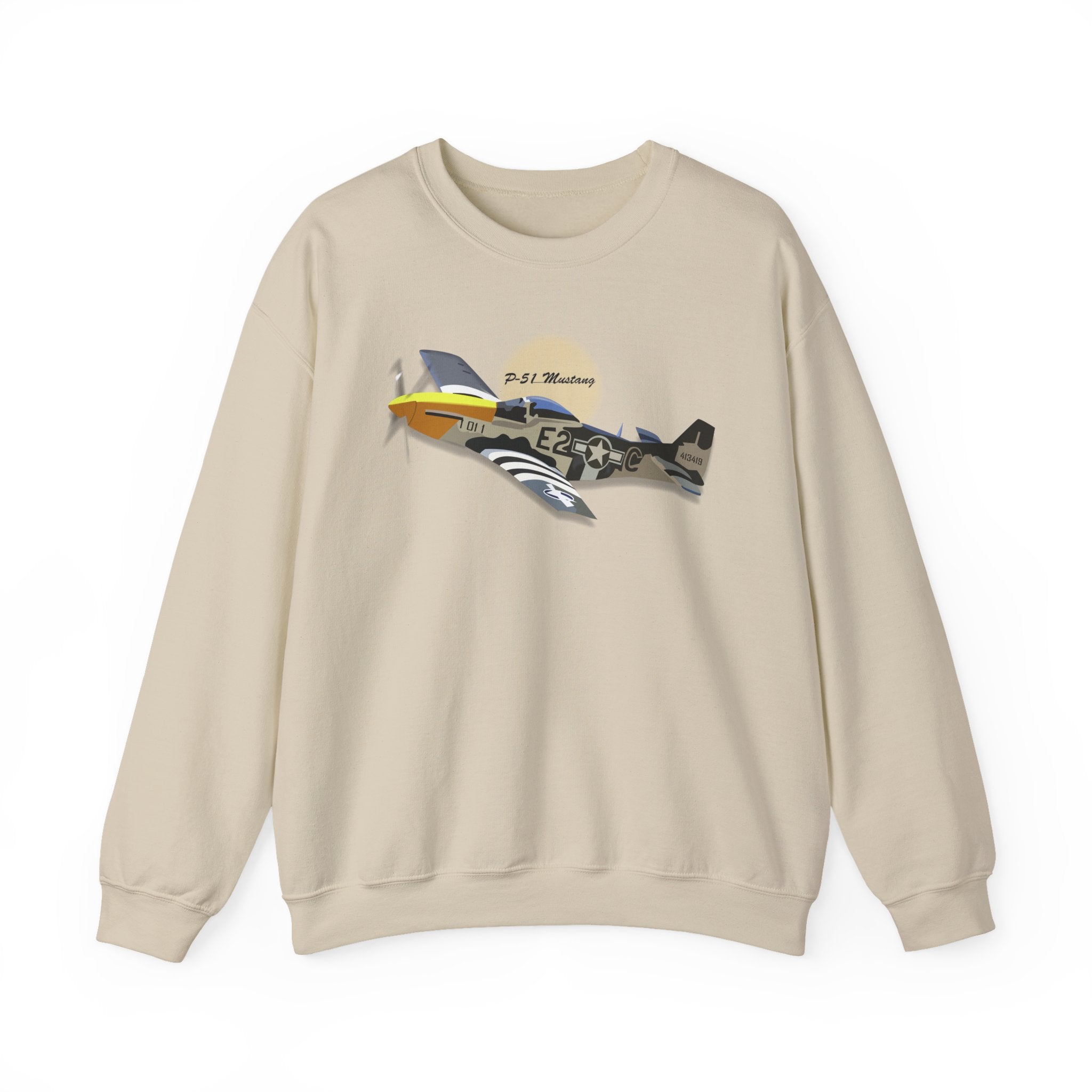 Crewneck Sweatshirt - Army Air Corps P-51 Mustang wo AAC X 300