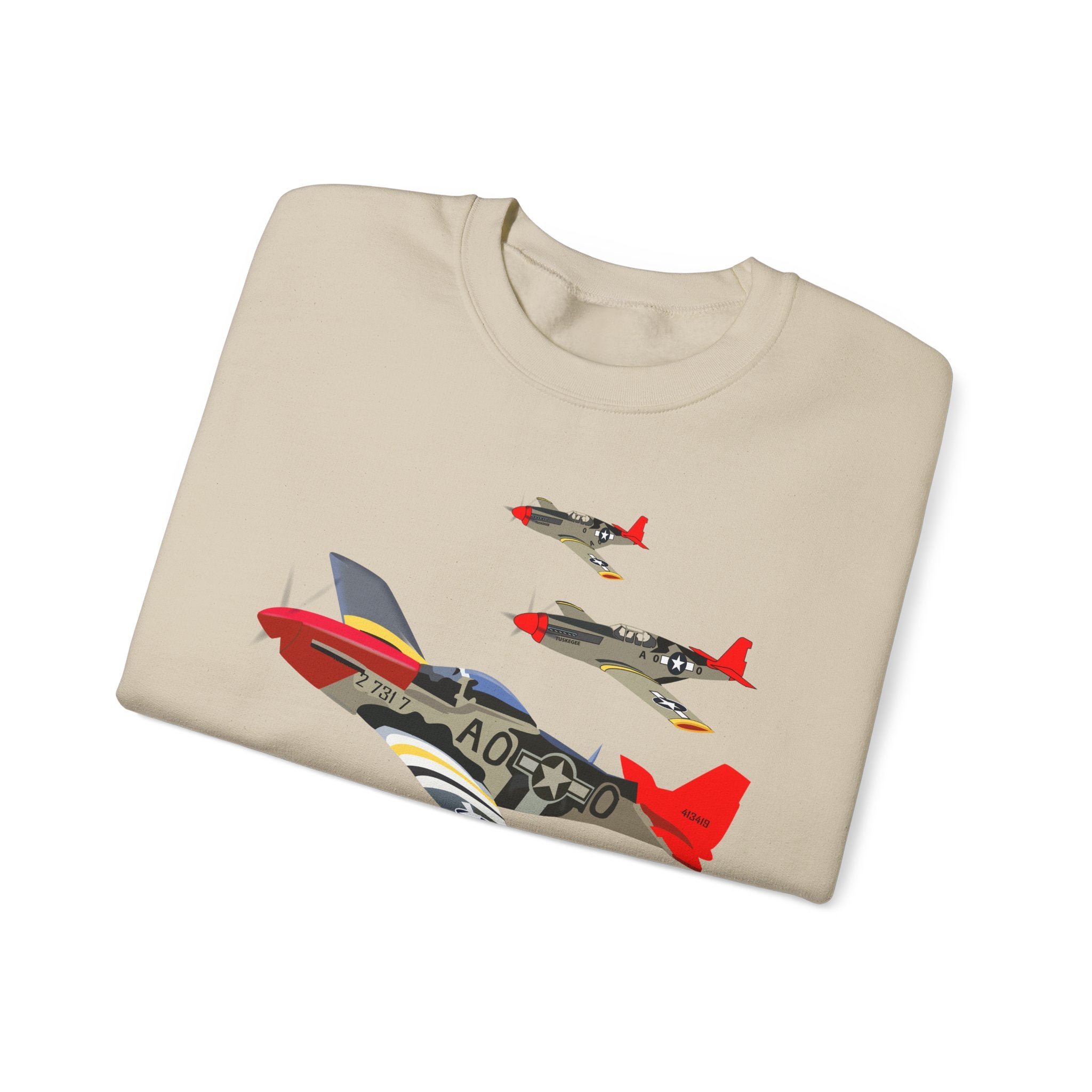 Crewneck Sweatshirt - Army - AAC - 332nd Fighter Group - 12th AF - Red Tails wo Txt