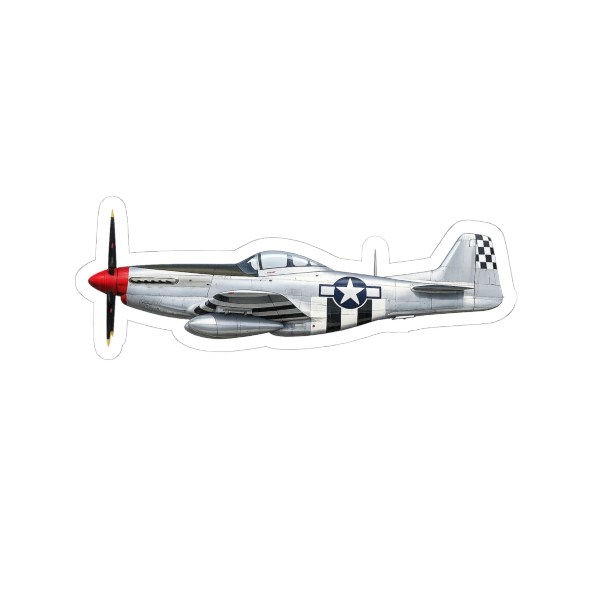 Kiss-Cut Stickers - WWII - Fighter Aircraft - P- 51 Mustang - Profile - Right