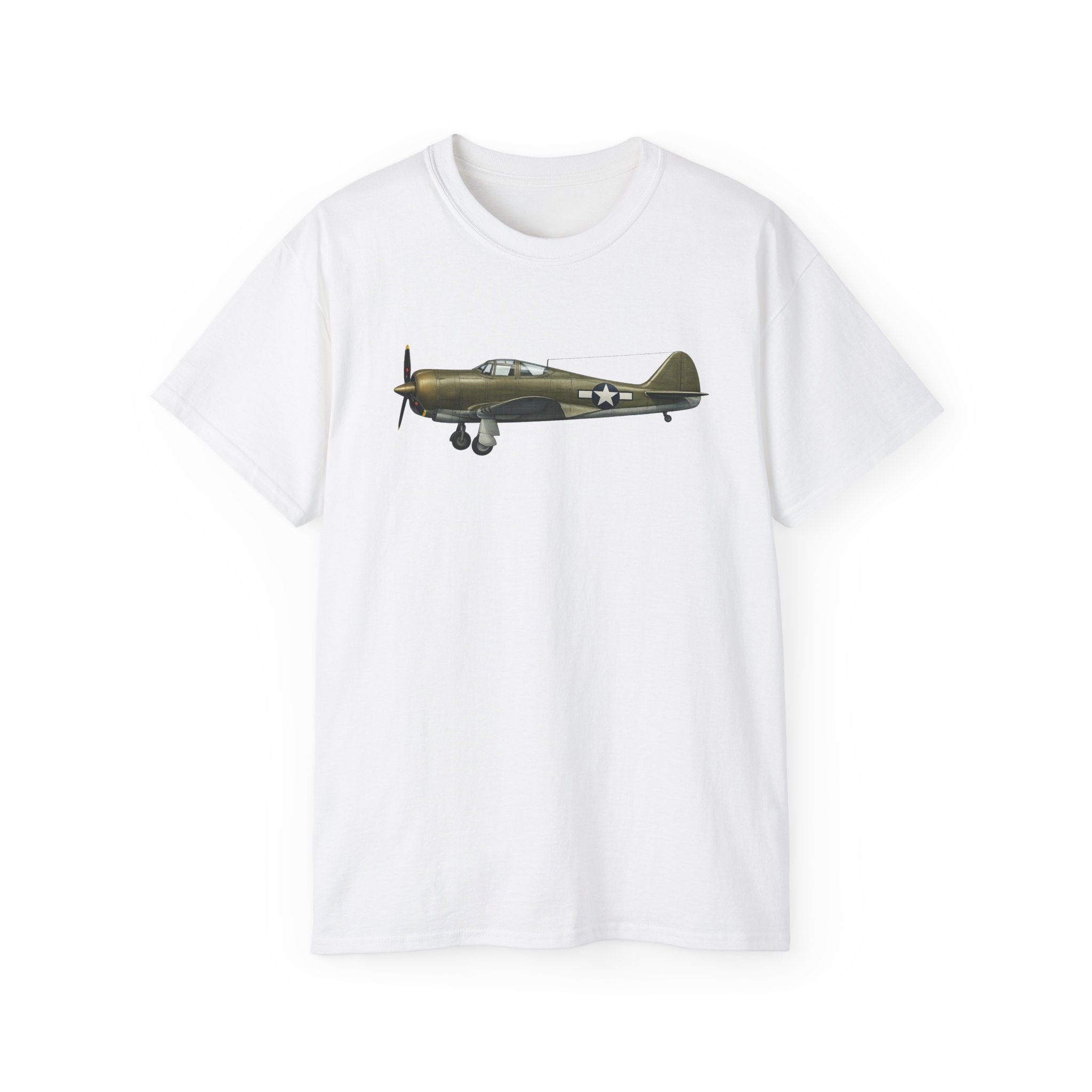 Unisex Ultra Cotton Tee - WWII - Fighter Aircraft - P-36 Hawk - Profile - Left