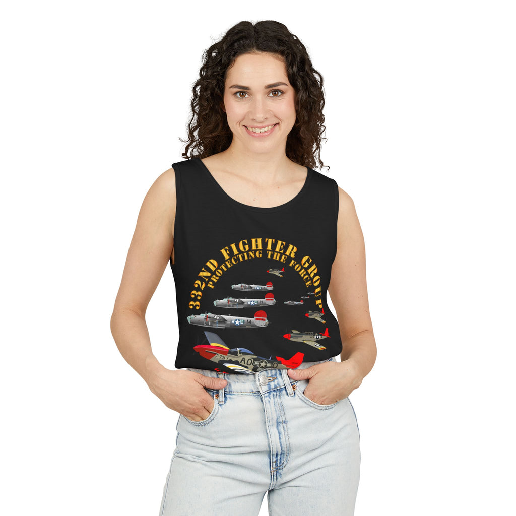 Unisex Garment-Dyed Tank Top - Army - AAC - 332nd Fighter Group - Red Tails - Protect Force