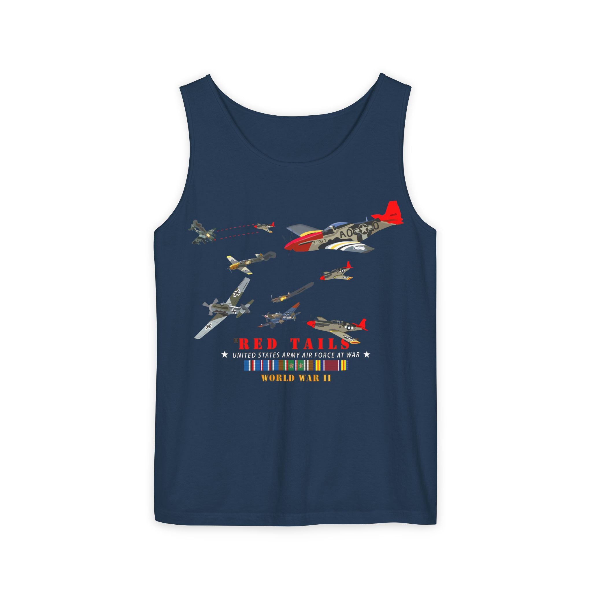 Unisex Garment-Dyed Tank Top - Army - AAC - 332nd Fighter Group - Red Tails - At War