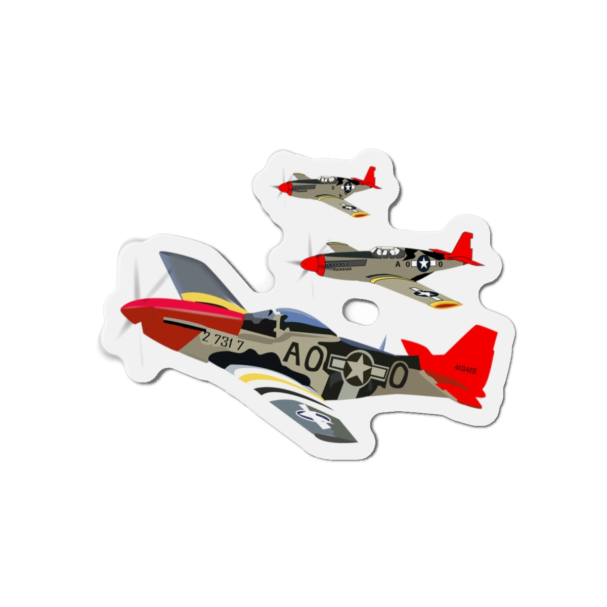 Die-Cut Magnets - Army - AAC - 332nd Fighter Group - 12th AF - Red Tails wo Txt